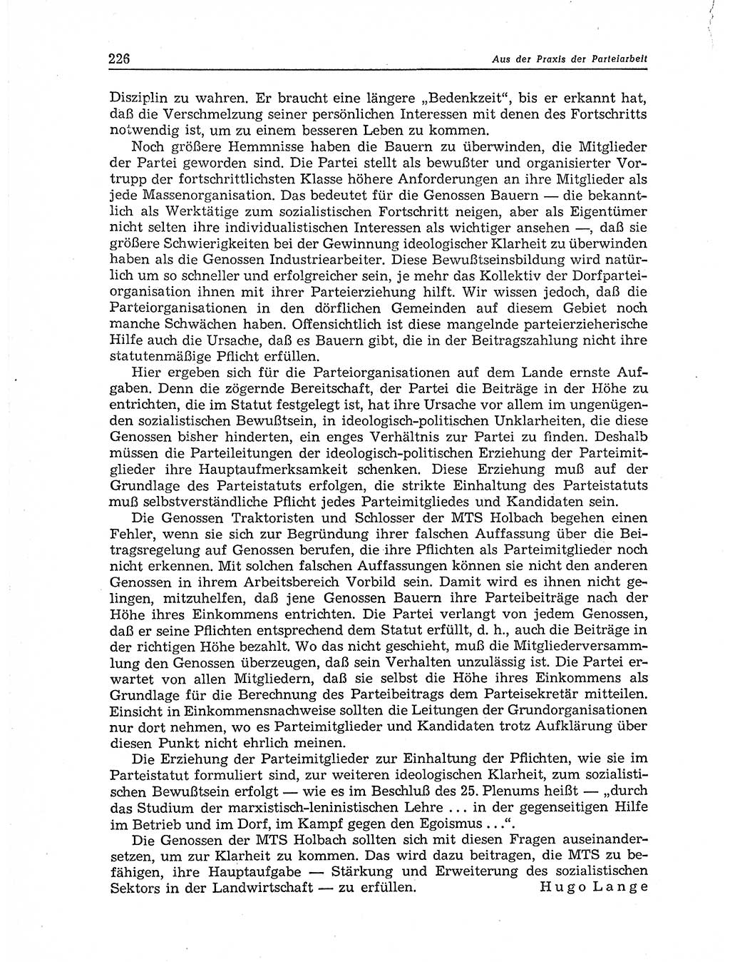 Neuer Weg (NW), Organ des Zentralkomitees (ZK) der SED (Sozialistische Einheitspartei Deutschlands) für Fragen des Parteiaufbaus und des Parteilebens, 11. Jahrgang [Deutsche Demokratische Republik (DDR)] 1956, Seite 226 (NW ZK SED DDR 1956, S. 226)