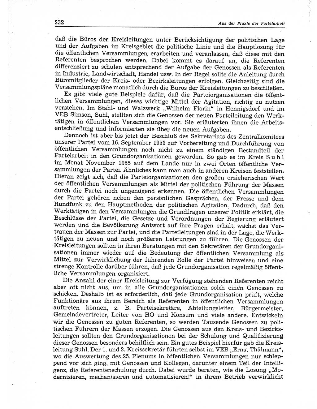 Neuer Weg (NW), Organ des Zentralkomitees (ZK) der SED (Sozialistische Einheitspartei Deutschlands) für Fragen des Parteiaufbaus und des Parteilebens, 11. Jahrgang [Deutsche Demokratische Republik (DDR)] 1956, Seite 232 (NW ZK SED DDR 1956, S. 232)