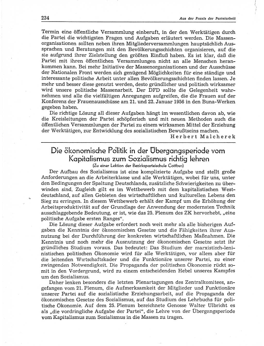 Neuer Weg (NW), Organ des Zentralkomitees (ZK) der SED (Sozialistische Einheitspartei Deutschlands) für Fragen des Parteiaufbaus und des Parteilebens, 11. Jahrgang [Deutsche Demokratische Republik (DDR)] 1956, Seite 234 (NW ZK SED DDR 1956, S. 234)