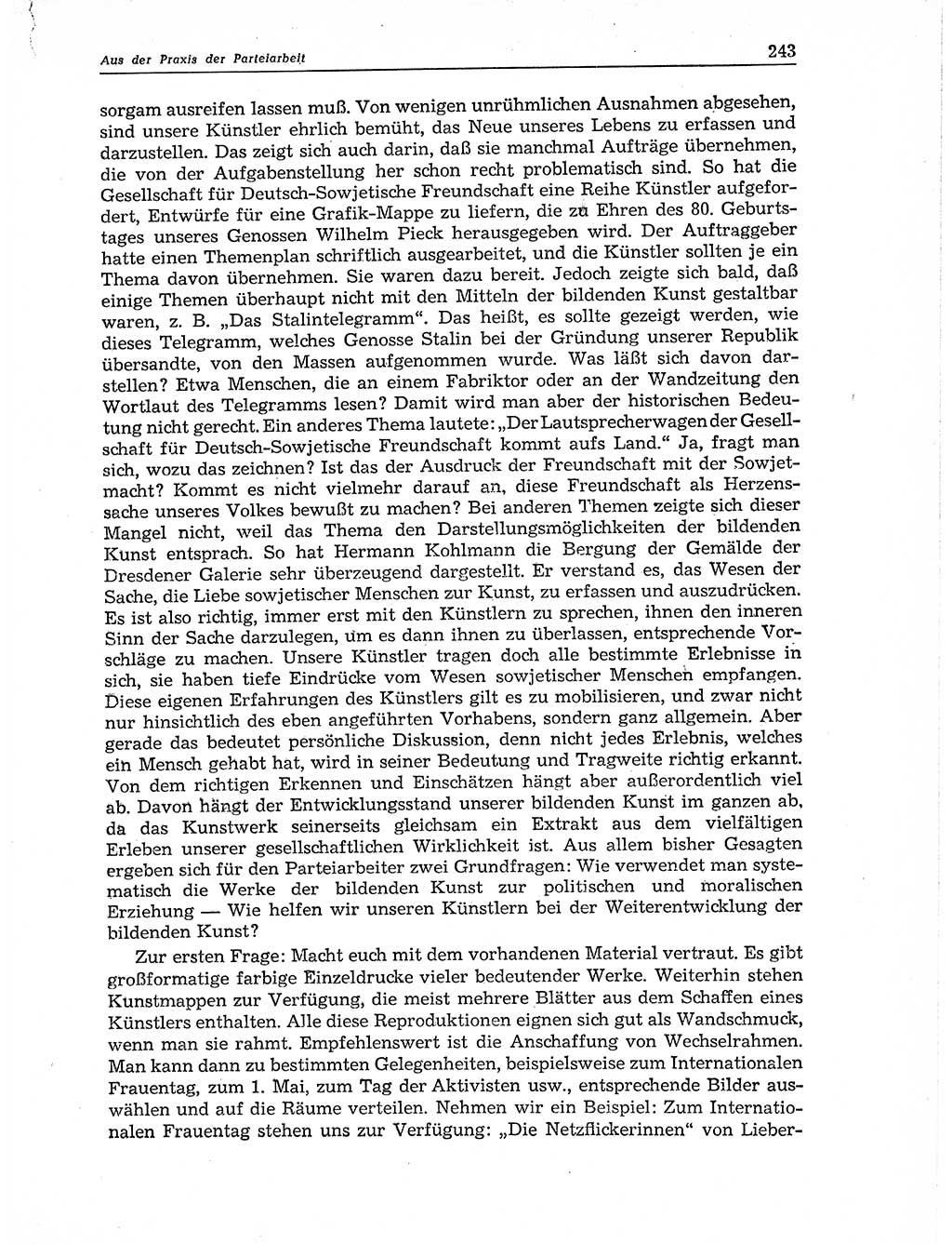 Neuer Weg (NW), Organ des Zentralkomitees (ZK) der SED (Sozialistische Einheitspartei Deutschlands) für Fragen des Parteiaufbaus und des Parteilebens, 11. Jahrgang [Deutsche Demokratische Republik (DDR)] 1956, Seite 243 (NW ZK SED DDR 1956, S. 243)