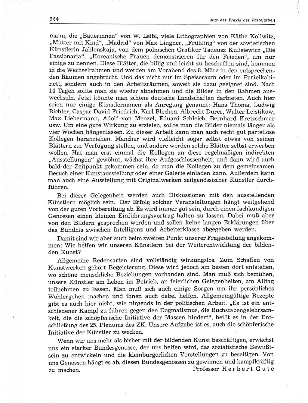 Neuer Weg (NW), Organ des Zentralkomitees (ZK) der SED (Sozialistische Einheitspartei Deutschlands) für Fragen des Parteiaufbaus und des Parteilebens, 11. Jahrgang [Deutsche Demokratische Republik (DDR)] 1956, Seite 244 (NW ZK SED DDR 1956, S. 244)