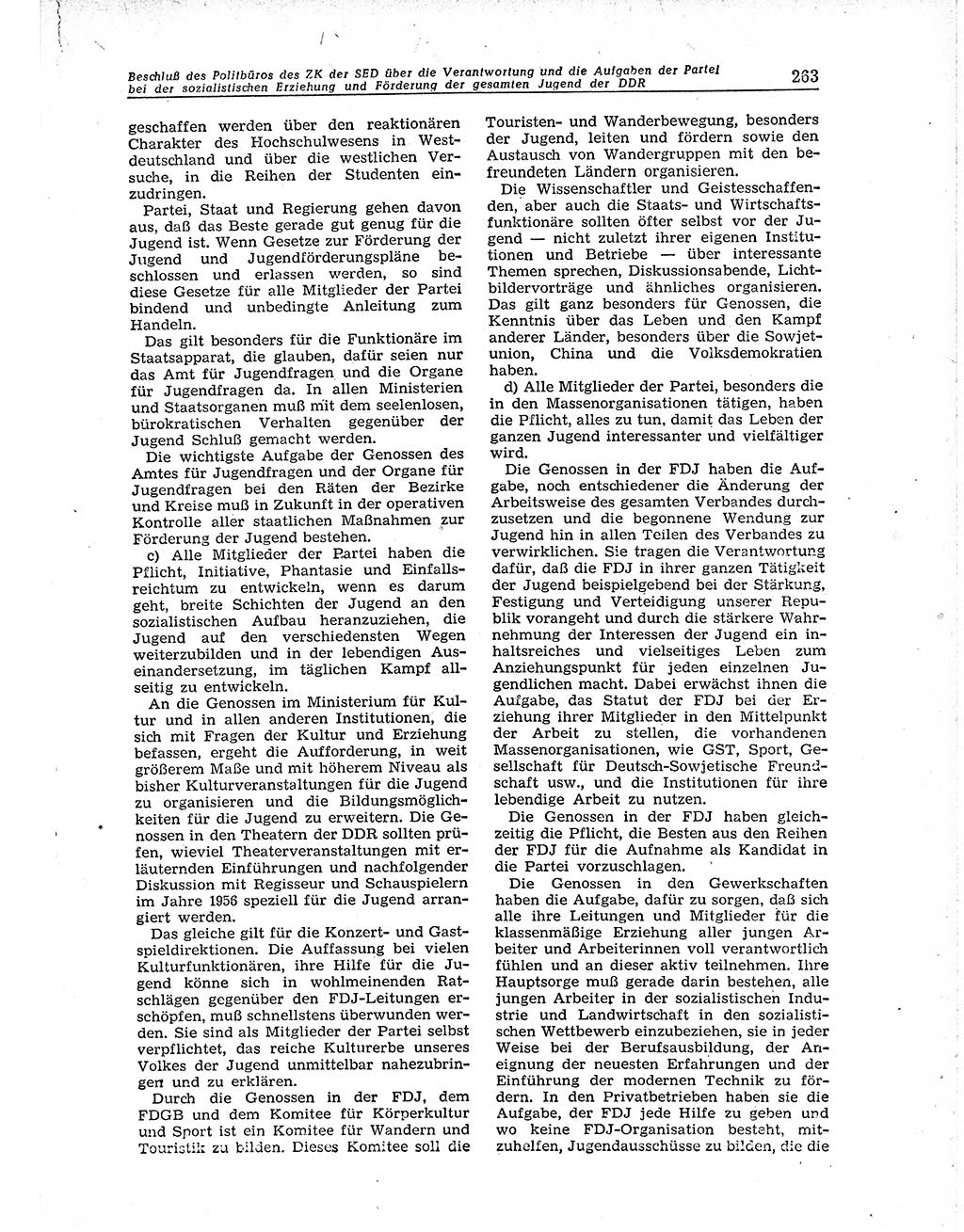 Neuer Weg (NW), Organ des Zentralkomitees (ZK) der SED (Sozialistische Einheitspartei Deutschlands) für Fragen des Parteiaufbaus und des Parteilebens, 11. Jahrgang [Deutsche Demokratische Republik (DDR)] 1956, Seite 263 (NW ZK SED DDR 1956, S. 263)