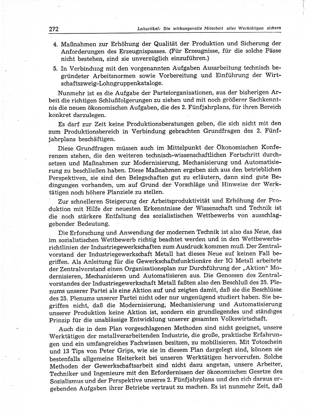 Neuer Weg (NW), Organ des Zentralkomitees (ZK) der SED (Sozialistische Einheitspartei Deutschlands) für Fragen des Parteiaufbaus und des Parteilebens, 11. Jahrgang [Deutsche Demokratische Republik (DDR)] 1956, Seite 272 (NW ZK SED DDR 1956, S. 272)