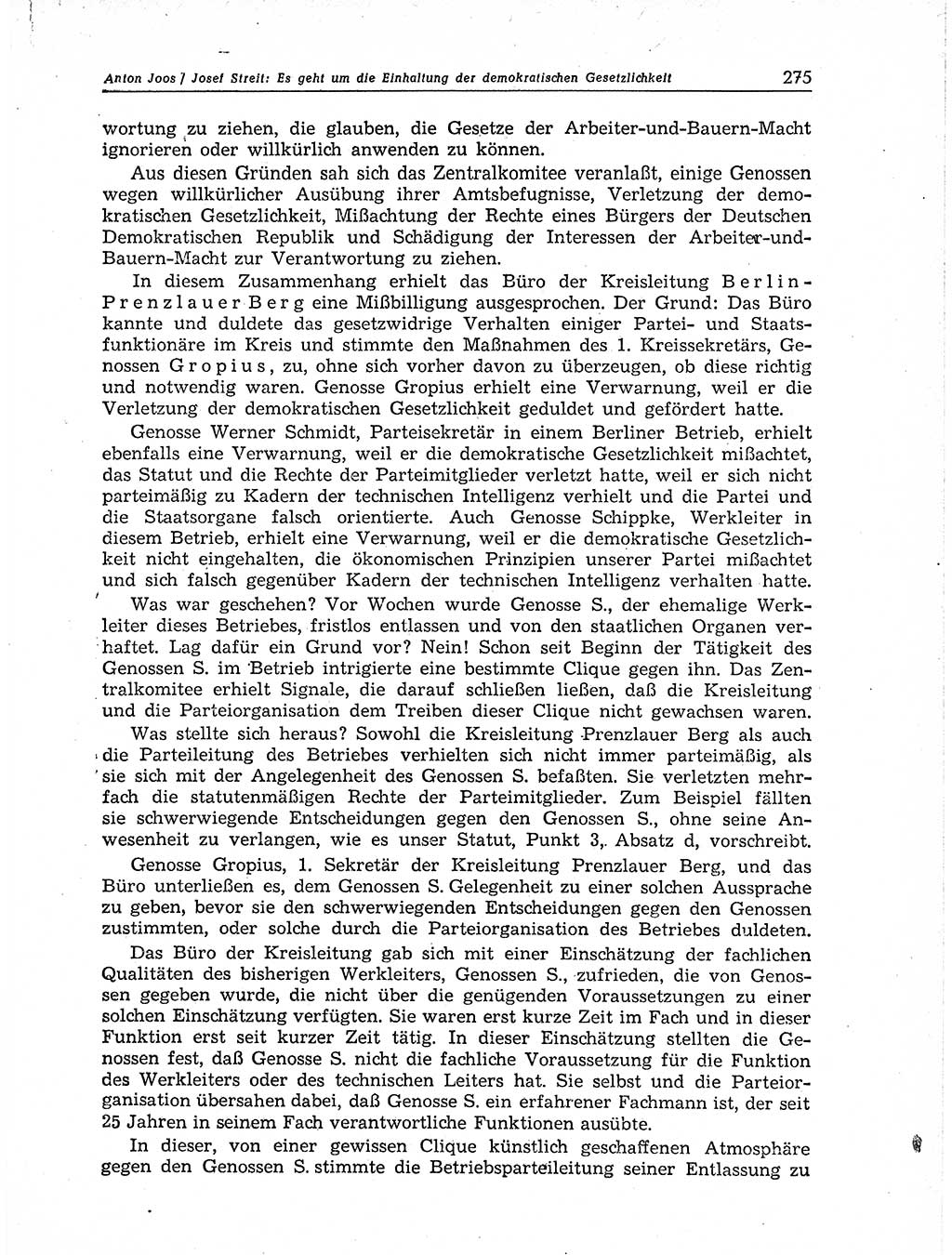 Neuer Weg (NW), Organ des Zentralkomitees (ZK) der SED (Sozialistische Einheitspartei Deutschlands) fÃ¼r Fragen des Parteiaufbaus und des Parteilebens, 11. Jahrgang [Deutsche Demokratische Republik (DDR)] 1956, Seite 275 (NW ZK SED DDR 1956, S. 275)