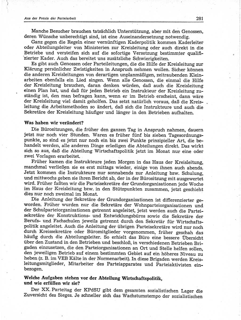 Neuer Weg (NW), Organ des Zentralkomitees (ZK) der SED (Sozialistische Einheitspartei Deutschlands) für Fragen des Parteiaufbaus und des Parteilebens, 11. Jahrgang [Deutsche Demokratische Republik (DDR)] 1956, Seite 281 (NW ZK SED DDR 1956, S. 281)