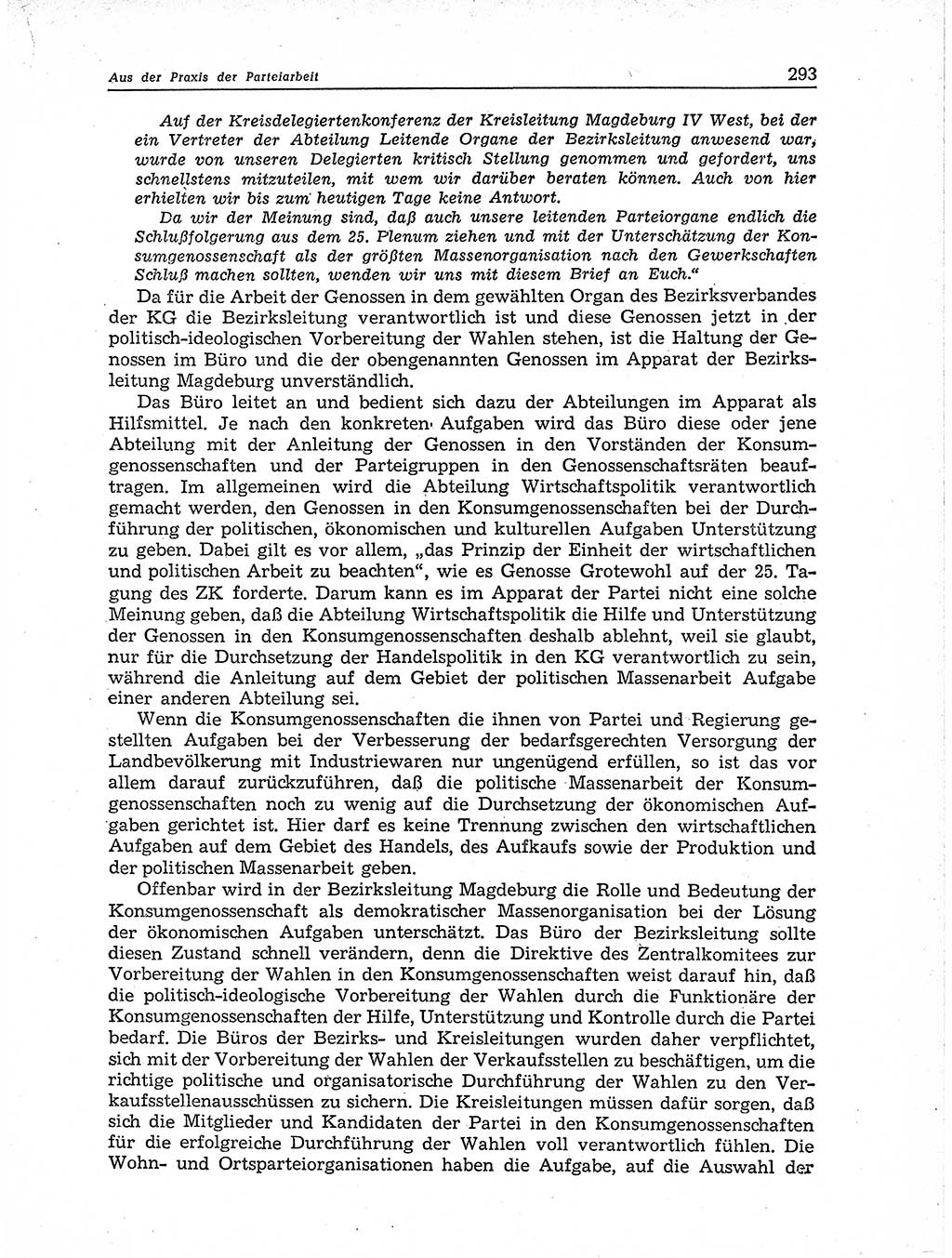 Neuer Weg (NW), Organ des Zentralkomitees (ZK) der SED (Sozialistische Einheitspartei Deutschlands) für Fragen des Parteiaufbaus und des Parteilebens, 11. Jahrgang [Deutsche Demokratische Republik (DDR)] 1956, Seite 293 (NW ZK SED DDR 1956, S. 293)