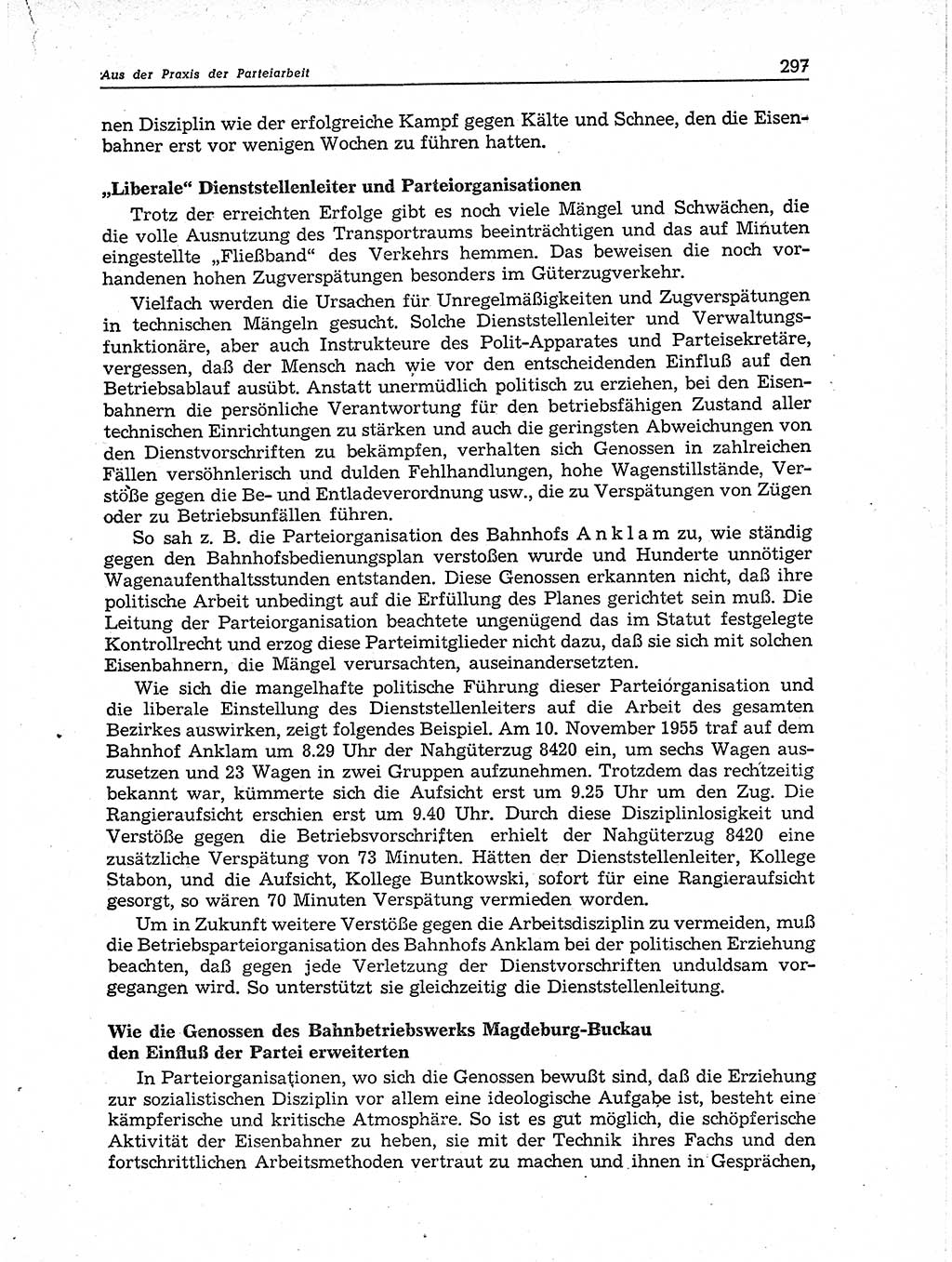 Neuer Weg (NW), Organ des Zentralkomitees (ZK) der SED (Sozialistische Einheitspartei Deutschlands) für Fragen des Parteiaufbaus und des Parteilebens, 11. Jahrgang [Deutsche Demokratische Republik (DDR)] 1956, Seite 297 (NW ZK SED DDR 1956, S. 297)