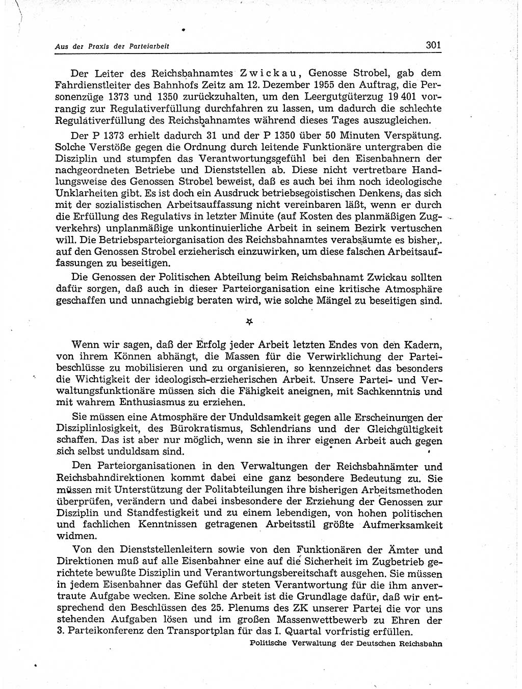 Neuer Weg (NW), Organ des Zentralkomitees (ZK) der SED (Sozialistische Einheitspartei Deutschlands) fÃ¼r Fragen des Parteiaufbaus und des Parteilebens, 11. Jahrgang [Deutsche Demokratische Republik (DDR)] 1956, Seite 301 (NW ZK SED DDR 1956, S. 301)