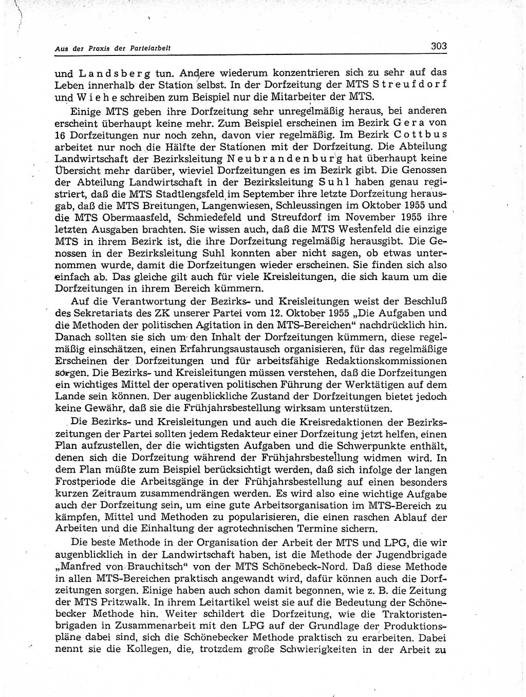 Neuer Weg (NW), Organ des Zentralkomitees (ZK) der SED (Sozialistische Einheitspartei Deutschlands) für Fragen des Parteiaufbaus und des Parteilebens, 11. Jahrgang [Deutsche Demokratische Republik (DDR)] 1956, Seite 303 (NW ZK SED DDR 1956, S. 303)