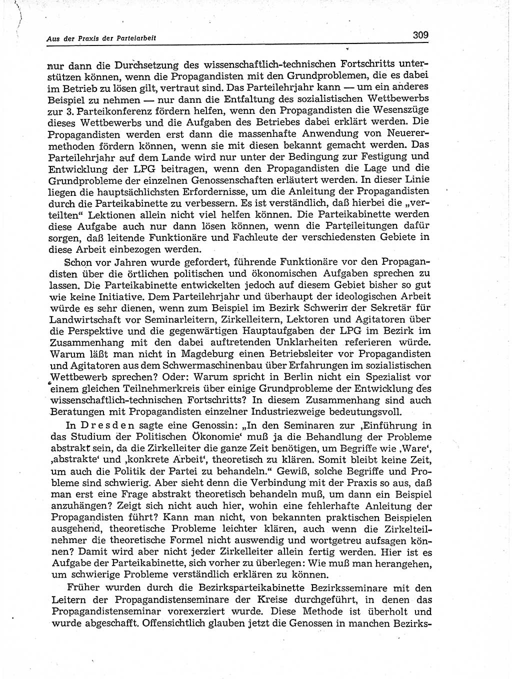 Neuer Weg (NW), Organ des Zentralkomitees (ZK) der SED (Sozialistische Einheitspartei Deutschlands) für Fragen des Parteiaufbaus und des Parteilebens, 11. Jahrgang [Deutsche Demokratische Republik (DDR)] 1956, Seite 309 (NW ZK SED DDR 1956, S. 309)