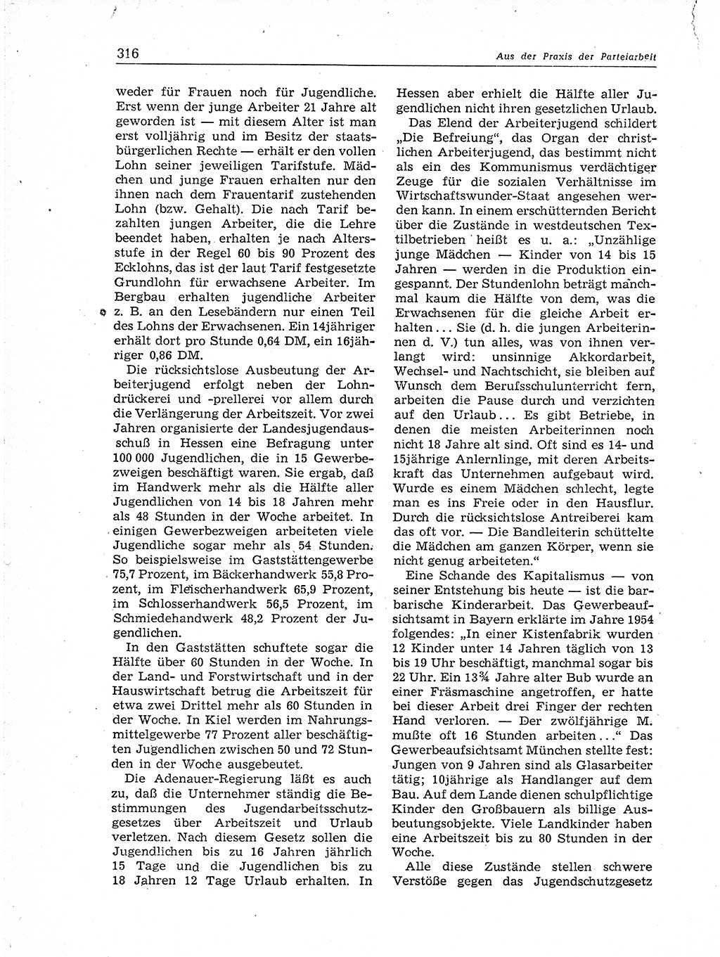 Neuer Weg (NW), Organ des Zentralkomitees (ZK) der SED (Sozialistische Einheitspartei Deutschlands) für Fragen des Parteiaufbaus und des Parteilebens, 11. Jahrgang [Deutsche Demokratische Republik (DDR)] 1956, Seite 316 (NW ZK SED DDR 1956, S. 316)