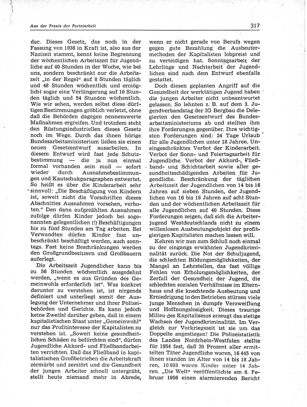 Neuer Weg (NW), Organ des Zentralkomitees (ZK) der SED (Sozialistische Einheitspartei Deutschlands) für Fragen des Parteiaufbaus und des Parteilebens, 11. Jahrgang [Deutsche Demokratische Republik (DDR)] 1956, Seite 317 (NW ZK SED DDR 1956, S. 317)