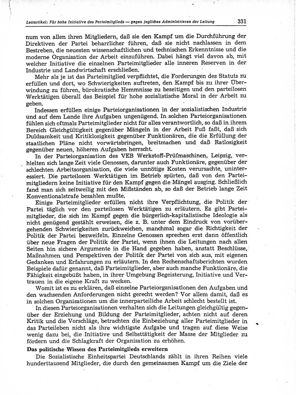 Neuer Weg (NW), Organ des Zentralkomitees (ZK) der SED (Sozialistische Einheitspartei Deutschlands) für Fragen des Parteiaufbaus und des Parteilebens, 11. Jahrgang [Deutsche Demokratische Republik (DDR)] 1956, Seite 331 (NW ZK SED DDR 1956, S. 331)