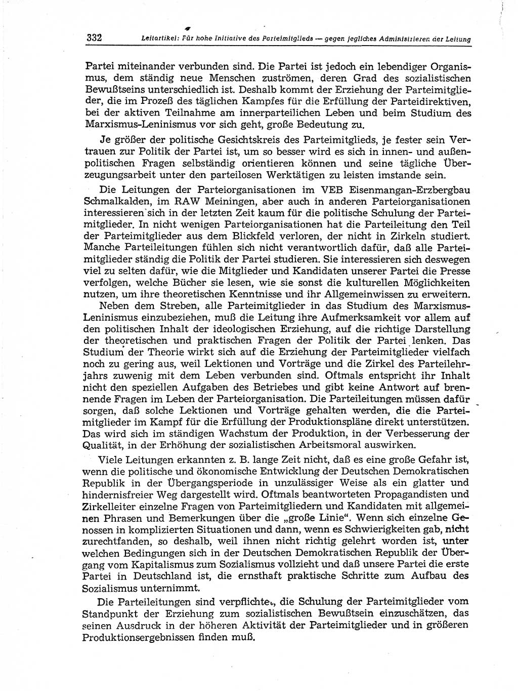 Neuer Weg (NW), Organ des Zentralkomitees (ZK) der SED (Sozialistische Einheitspartei Deutschlands) für Fragen des Parteiaufbaus und des Parteilebens, 11. Jahrgang [Deutsche Demokratische Republik (DDR)] 1956, Seite 332 (NW ZK SED DDR 1956, S. 332)