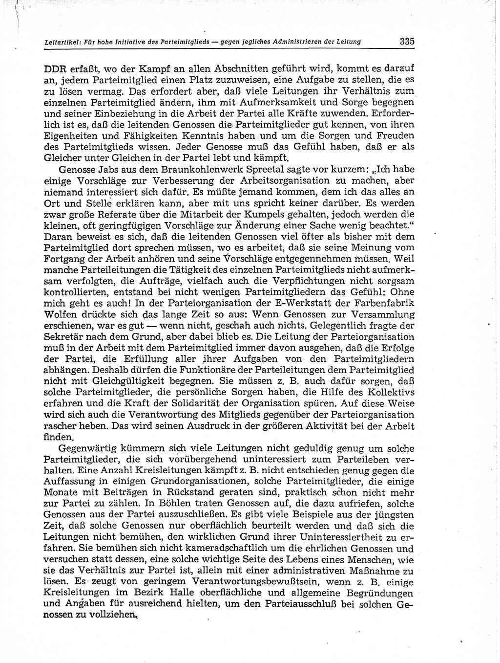 Neuer Weg (NW), Organ des Zentralkomitees (ZK) der SED (Sozialistische Einheitspartei Deutschlands) für Fragen des Parteiaufbaus und des Parteilebens, 11. Jahrgang [Deutsche Demokratische Republik (DDR)] 1956, Seite 335 (NW ZK SED DDR 1956, S. 335)