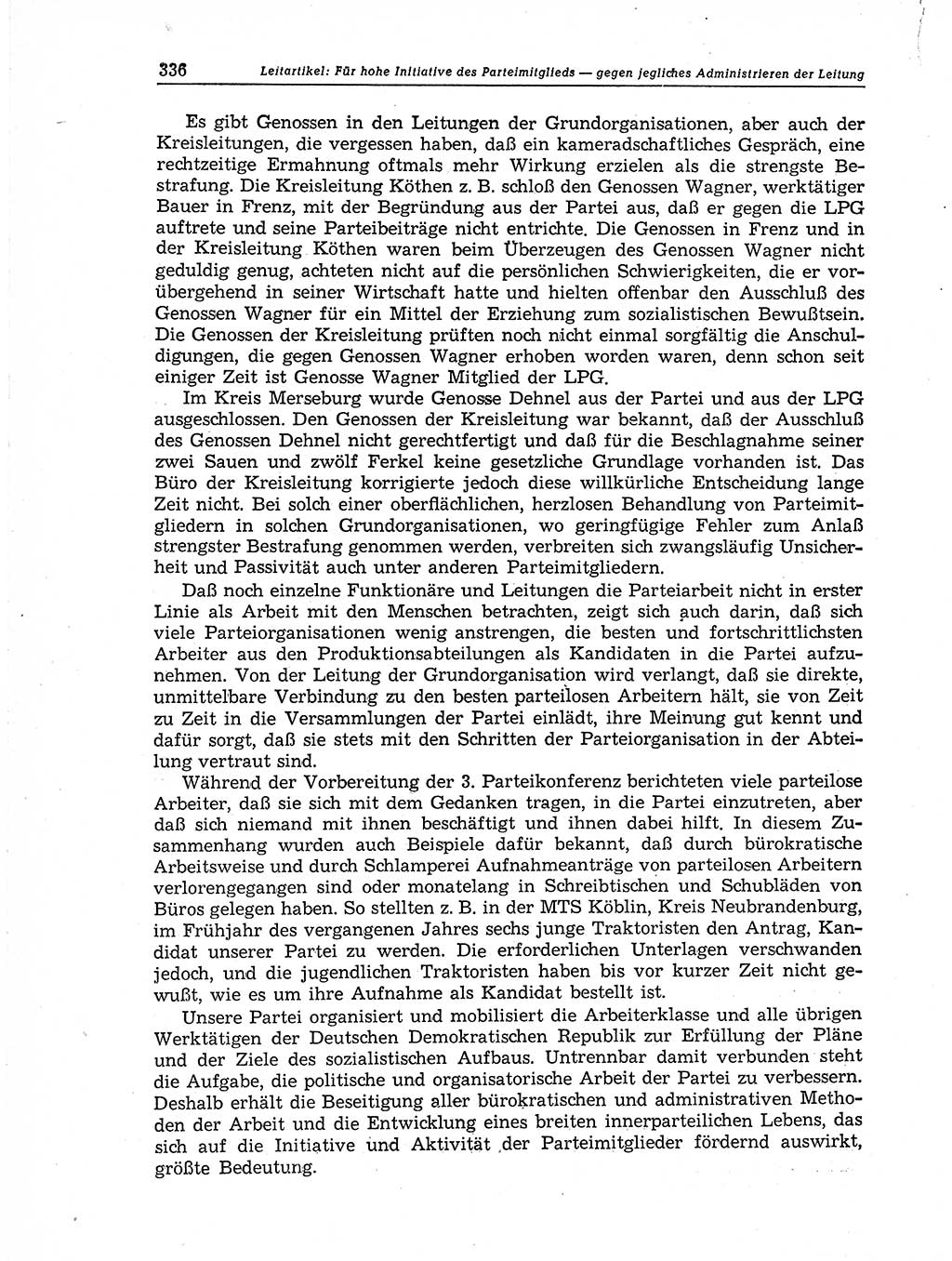 Neuer Weg (NW), Organ des Zentralkomitees (ZK) der SED (Sozialistische Einheitspartei Deutschlands) für Fragen des Parteiaufbaus und des Parteilebens, 11. Jahrgang [Deutsche Demokratische Republik (DDR)] 1956, Seite 336 (NW ZK SED DDR 1956, S. 336)