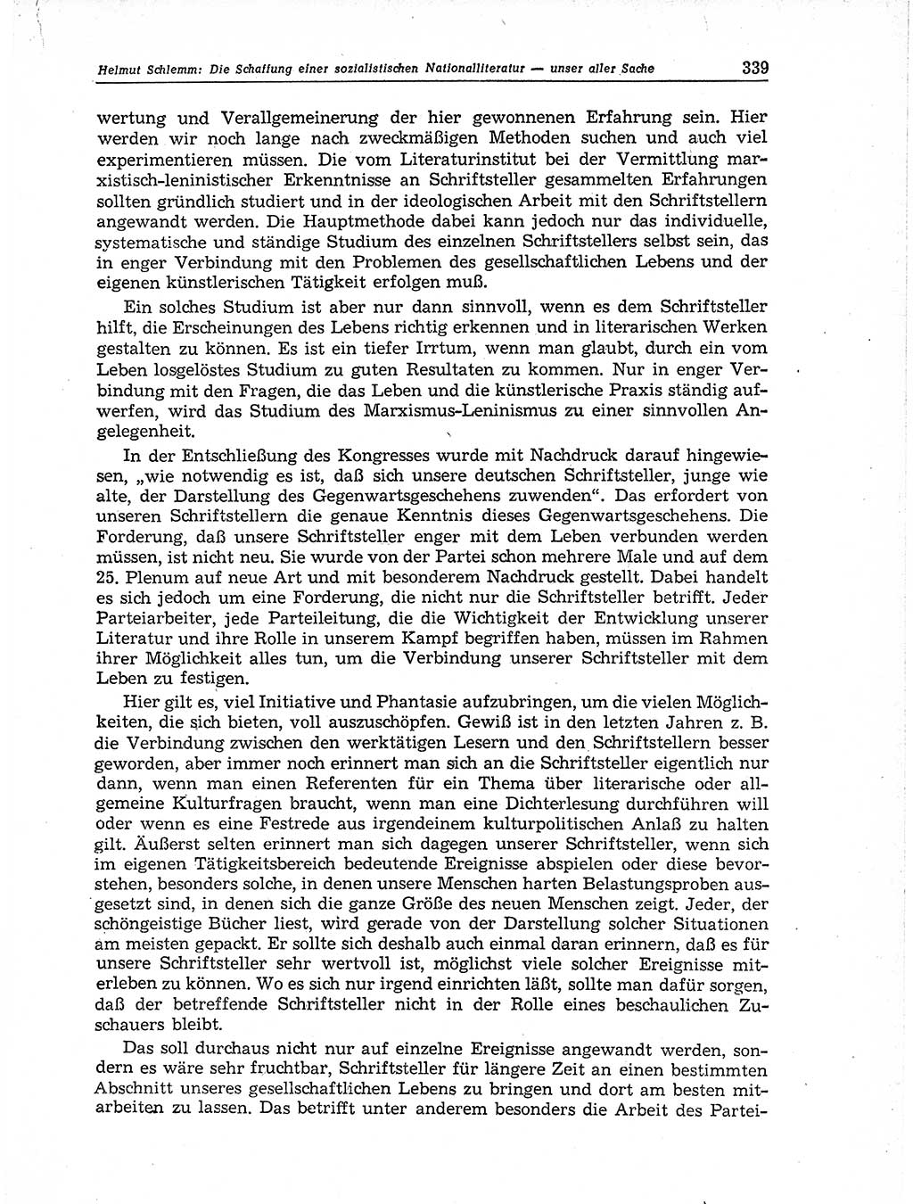 Neuer Weg (NW), Organ des Zentralkomitees (ZK) der SED (Sozialistische Einheitspartei Deutschlands) für Fragen des Parteiaufbaus und des Parteilebens, 11. Jahrgang [Deutsche Demokratische Republik (DDR)] 1956, Seite 339 (NW ZK SED DDR 1956, S. 339)