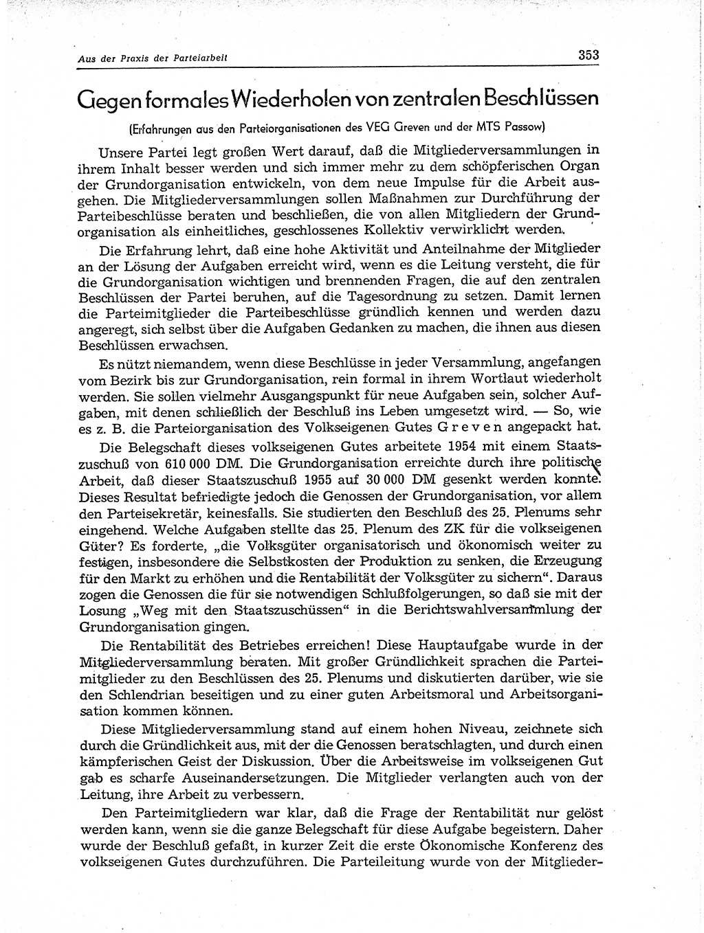 Neuer Weg (NW), Organ des Zentralkomitees (ZK) der SED (Sozialistische Einheitspartei Deutschlands) für Fragen des Parteiaufbaus und des Parteilebens, 11. Jahrgang [Deutsche Demokratische Republik (DDR)] 1956, Seite 353 (NW ZK SED DDR 1956, S. 353)
