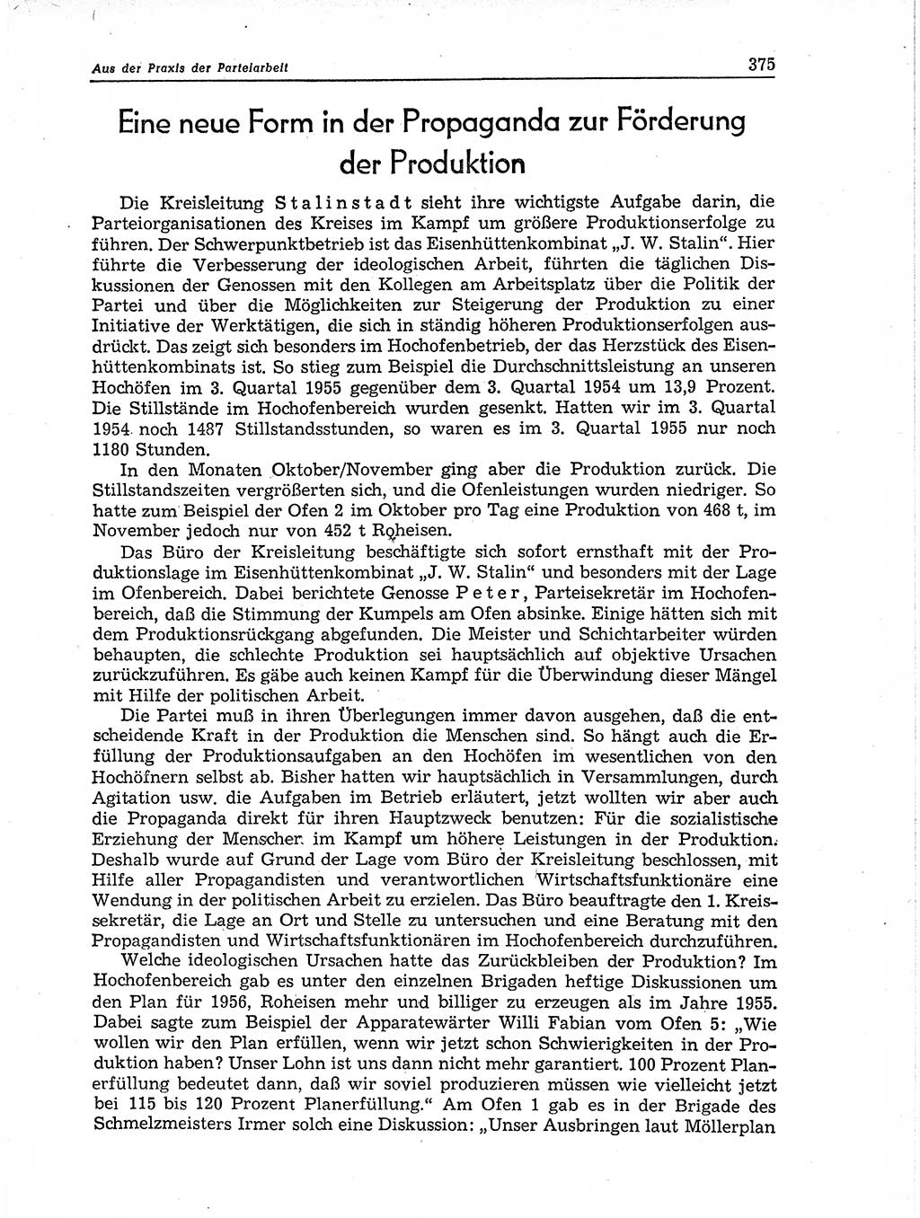Neuer Weg (NW), Organ des Zentralkomitees (ZK) der SED (Sozialistische Einheitspartei Deutschlands) für Fragen des Parteiaufbaus und des Parteilebens, 11. Jahrgang [Deutsche Demokratische Republik (DDR)] 1956, Seite 375 (NW ZK SED DDR 1956, S. 375)