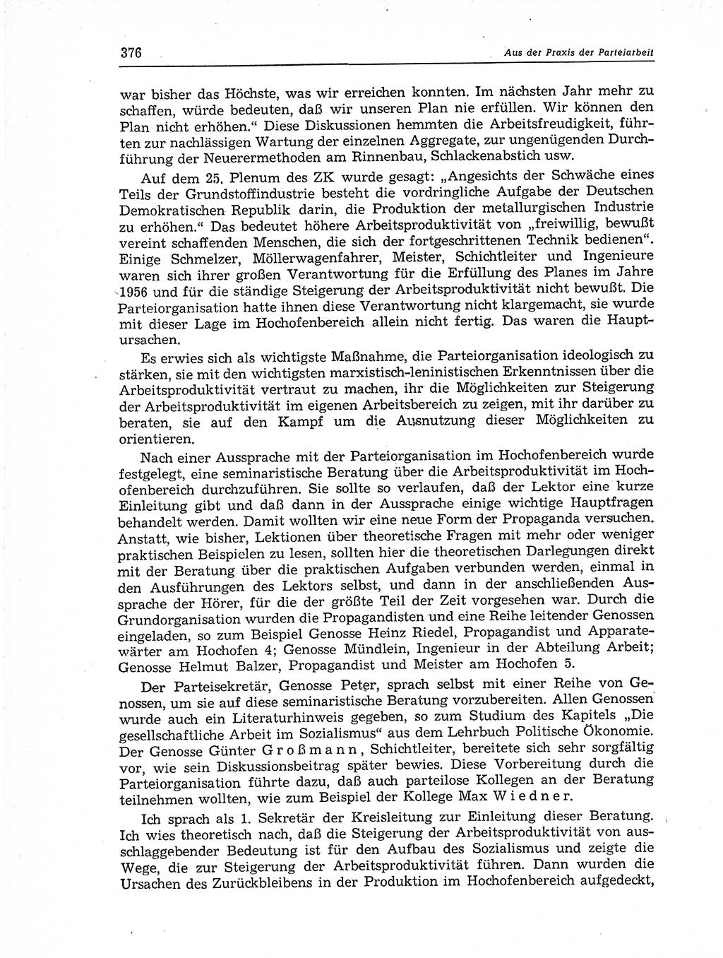 Neuer Weg (NW), Organ des Zentralkomitees (ZK) der SED (Sozialistische Einheitspartei Deutschlands) für Fragen des Parteiaufbaus und des Parteilebens, 11. Jahrgang [Deutsche Demokratische Republik (DDR)] 1956, Seite 376 (NW ZK SED DDR 1956, S. 376)