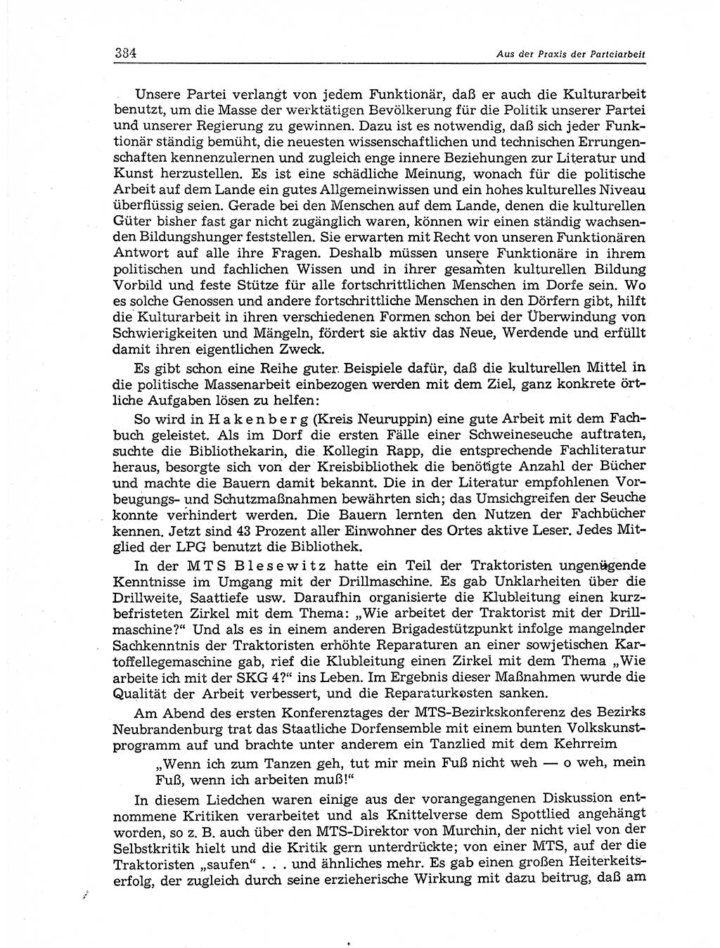 Neuer Weg (NW), Organ des Zentralkomitees (ZK) der SED (Sozialistische Einheitspartei Deutschlands) für Fragen des Parteiaufbaus und des Parteilebens, 11. Jahrgang [Deutsche Demokratische Republik (DDR)] 1956, Seite 384 (NW ZK SED DDR 1956, S. 384)