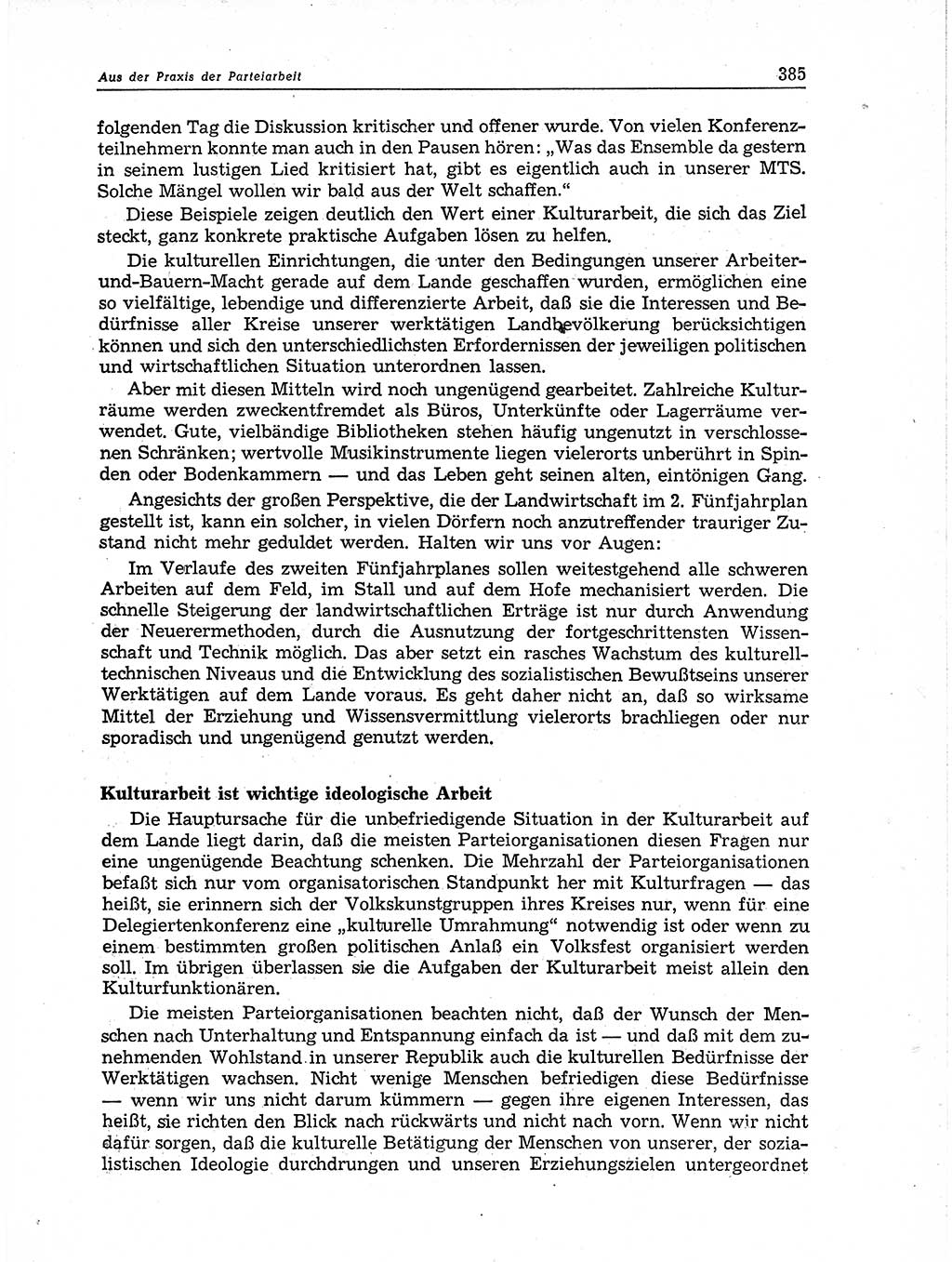 Neuer Weg (NW), Organ des Zentralkomitees (ZK) der SED (Sozialistische Einheitspartei Deutschlands) für Fragen des Parteiaufbaus und des Parteilebens, 11. Jahrgang [Deutsche Demokratische Republik (DDR)] 1956, Seite 385 (NW ZK SED DDR 1956, S. 385)