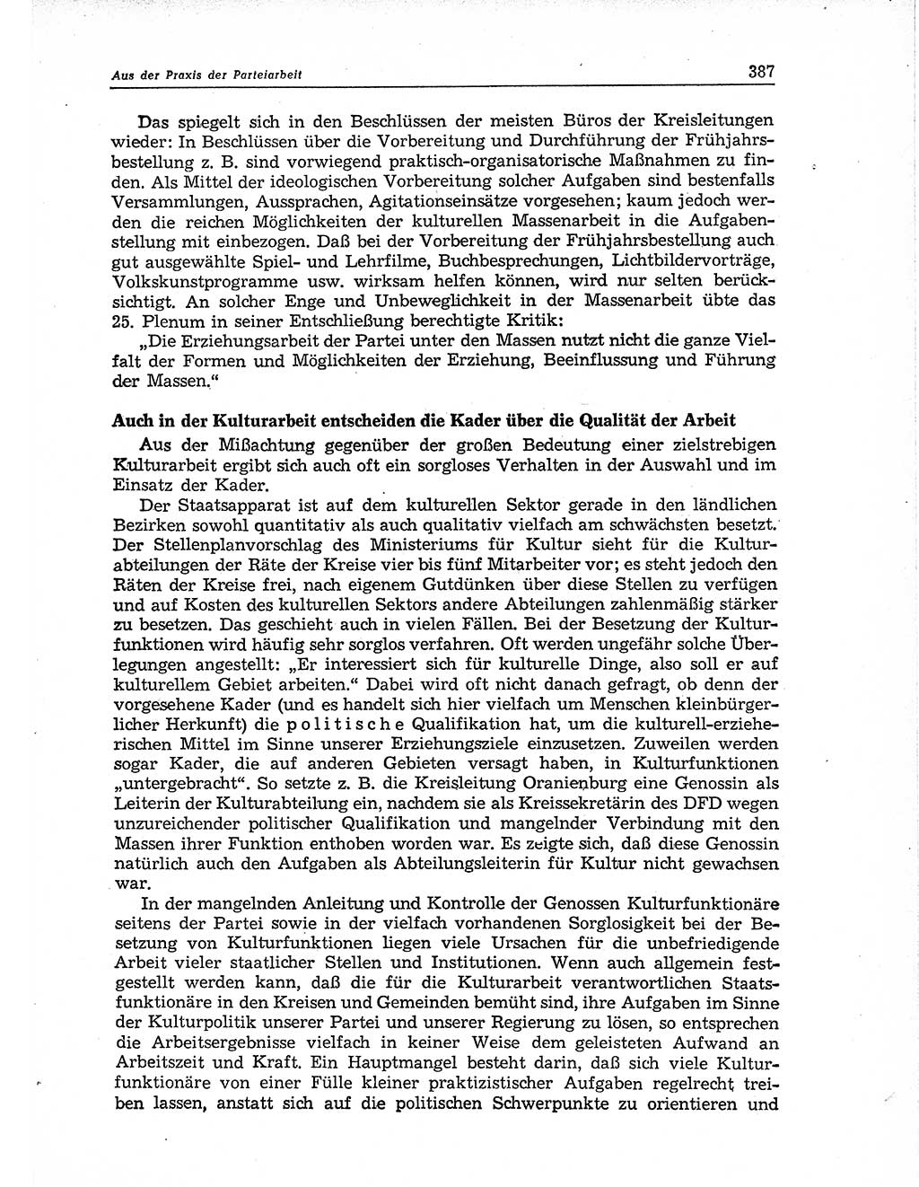 Neuer Weg (NW), Organ des Zentralkomitees (ZK) der SED (Sozialistische Einheitspartei Deutschlands) für Fragen des Parteiaufbaus und des Parteilebens, 11. Jahrgang [Deutsche Demokratische Republik (DDR)] 1956, Seite 387 (NW ZK SED DDR 1956, S. 387)