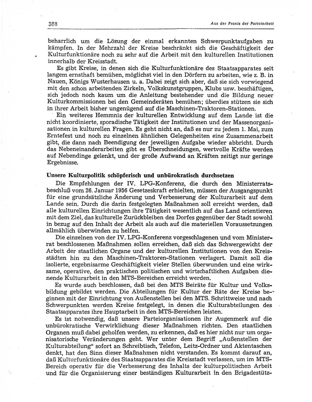 Neuer Weg (NW), Organ des Zentralkomitees (ZK) der SED (Sozialistische Einheitspartei Deutschlands) für Fragen des Parteiaufbaus und des Parteilebens, 11. Jahrgang [Deutsche Demokratische Republik (DDR)] 1956, Seite 388 (NW ZK SED DDR 1956, S. 388)