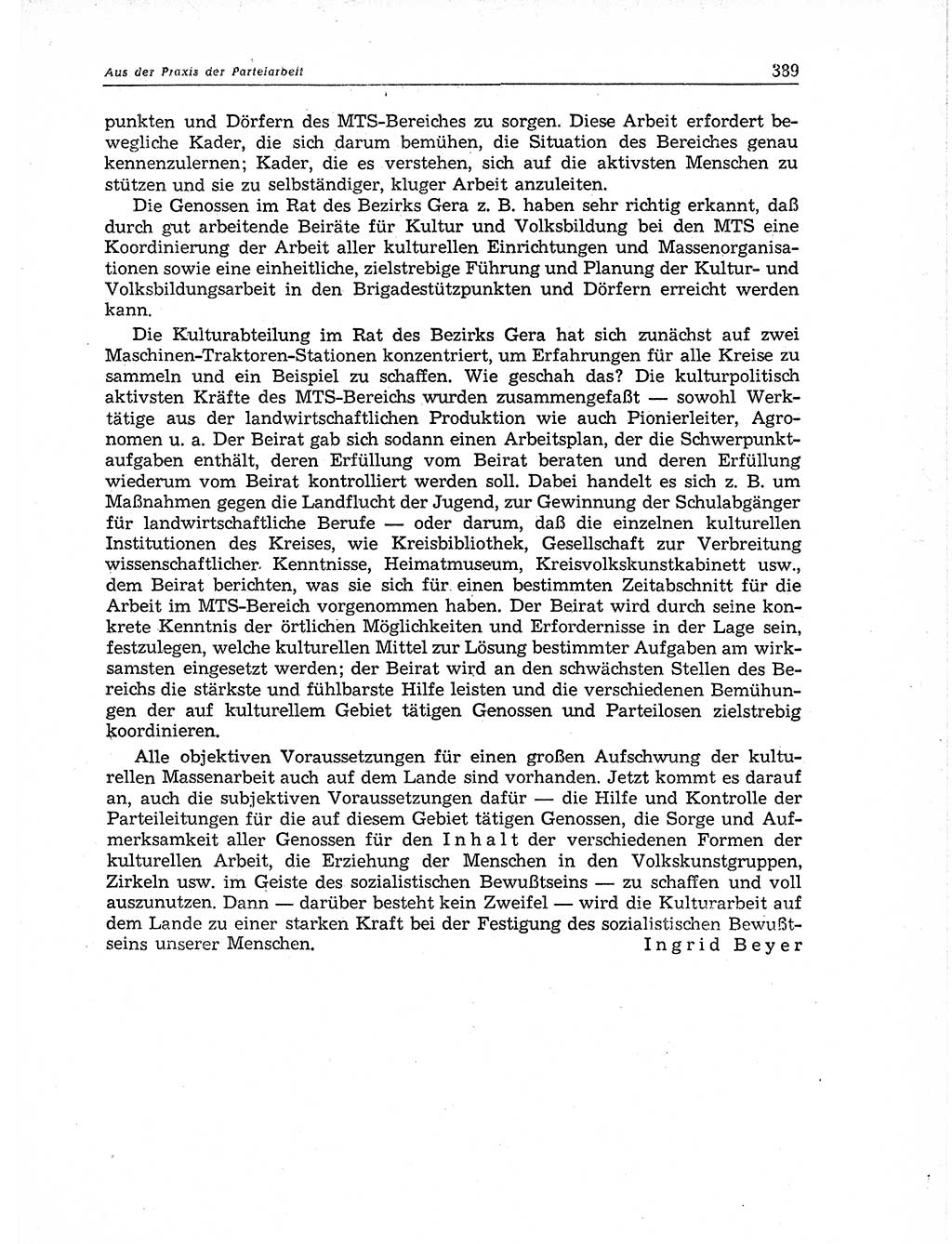 Neuer Weg (NW), Organ des Zentralkomitees (ZK) der SED (Sozialistische Einheitspartei Deutschlands) für Fragen des Parteiaufbaus und des Parteilebens, 11. Jahrgang [Deutsche Demokratische Republik (DDR)] 1956, Seite 389 (NW ZK SED DDR 1956, S. 389)