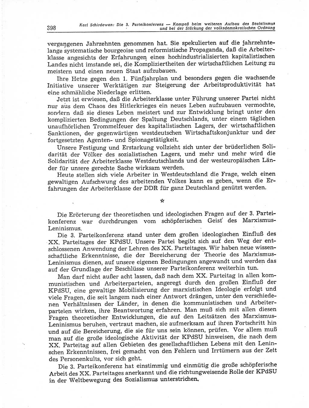 Neuer Weg (NW), Organ des Zentralkomitees (ZK) der SED (Sozialistische Einheitspartei Deutschlands) für Fragen des Parteiaufbaus und des Parteilebens, 11. Jahrgang [Deutsche Demokratische Republik (DDR)] 1956, Seite 398 (NW ZK SED DDR 1956, S. 398)