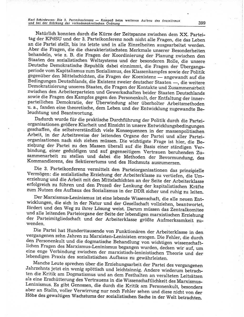 Neuer Weg (NW), Organ des Zentralkomitees (ZK) der SED (Sozialistische Einheitspartei Deutschlands) für Fragen des Parteiaufbaus und des Parteilebens, 11. Jahrgang [Deutsche Demokratische Republik (DDR)] 1956, Seite 399 (NW ZK SED DDR 1956, S. 399)