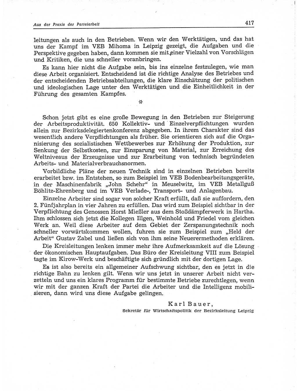 Neuer Weg (NW), Organ des Zentralkomitees (ZK) der SED (Sozialistische Einheitspartei Deutschlands) für Fragen des Parteiaufbaus und des Parteilebens, 11. Jahrgang [Deutsche Demokratische Republik (DDR)] 1956, Seite 417 (NW ZK SED DDR 1956, S. 417)