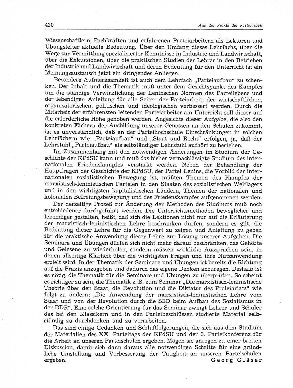 Neuer Weg (NW), Organ des Zentralkomitees (ZK) der SED (Sozialistische Einheitspartei Deutschlands) fÃ¼r Fragen des Parteiaufbaus und des Parteilebens, 11. Jahrgang [Deutsche Demokratische Republik (DDR)] 1956, Seite 420 (NW ZK SED DDR 1956, S. 420)