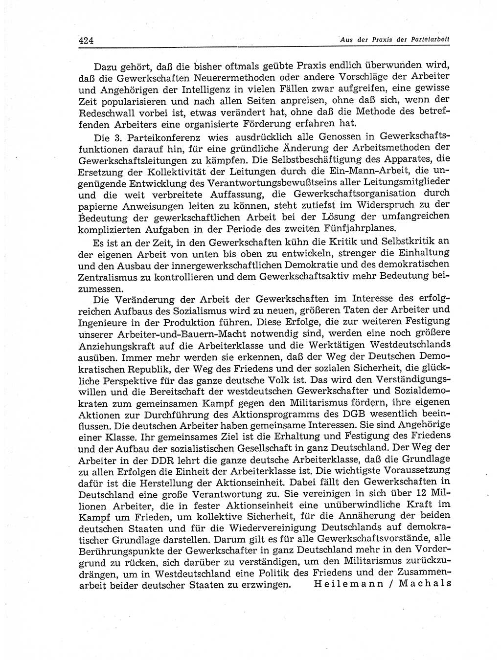 Neuer Weg (NW), Organ des Zentralkomitees (ZK) der SED (Sozialistische Einheitspartei Deutschlands) für Fragen des Parteiaufbaus und des Parteilebens, 11. Jahrgang [Deutsche Demokratische Republik (DDR)] 1956, Seite 424 (NW ZK SED DDR 1956, S. 424)