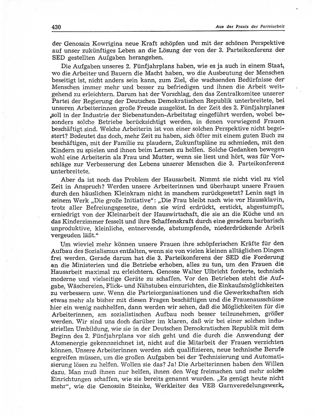 Neuer Weg (NW), Organ des Zentralkomitees (ZK) der SED (Sozialistische Einheitspartei Deutschlands) für Fragen des Parteiaufbaus und des Parteilebens, 11. Jahrgang [Deutsche Demokratische Republik (DDR)] 1956, Seite 430 (NW ZK SED DDR 1956, S. 430)