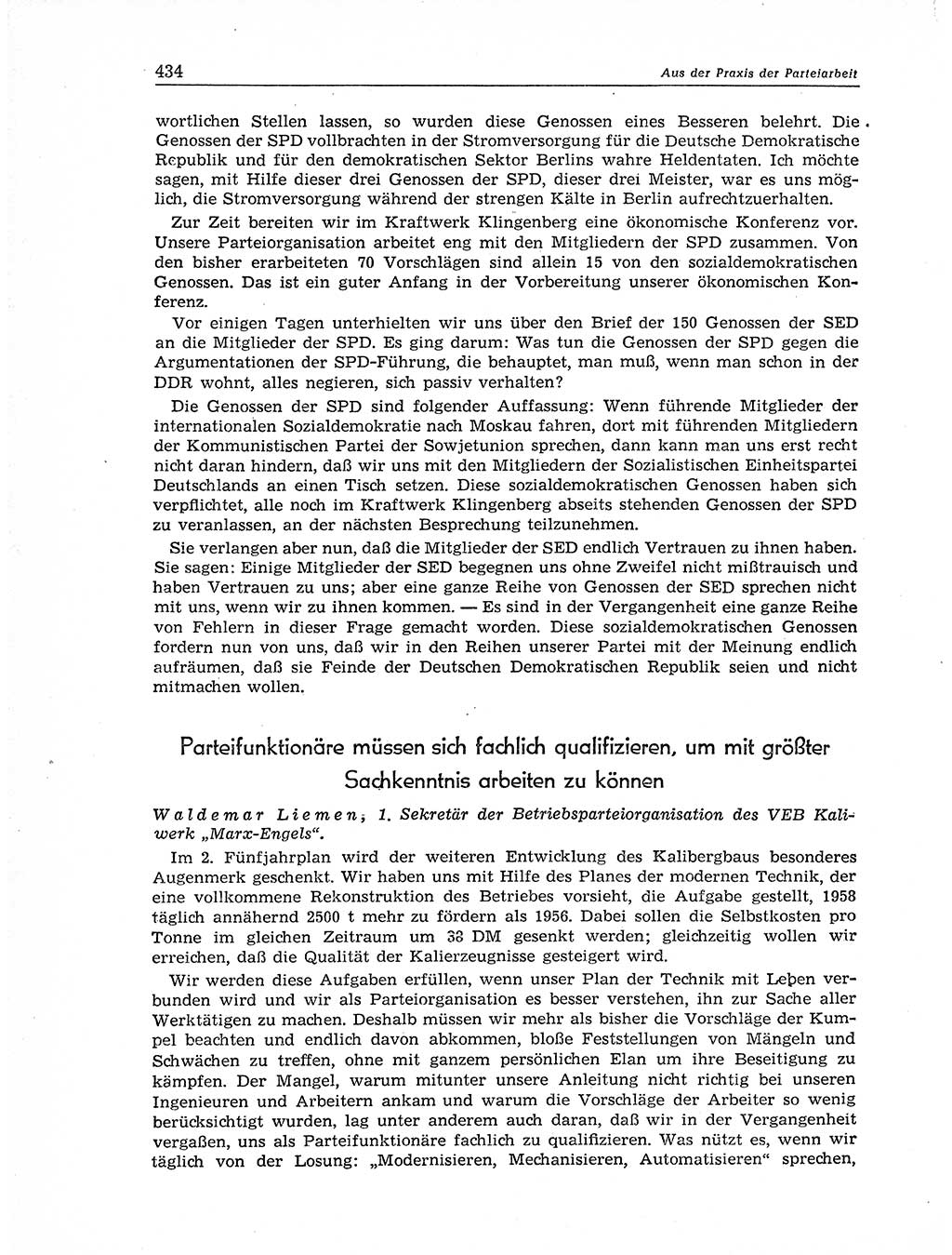 Neuer Weg (NW), Organ des Zentralkomitees (ZK) der SED (Sozialistische Einheitspartei Deutschlands) für Fragen des Parteiaufbaus und des Parteilebens, 11. Jahrgang [Deutsche Demokratische Republik (DDR)] 1956, Seite 434 (NW ZK SED DDR 1956, S. 434)