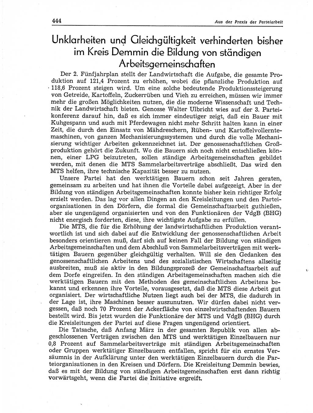 Neuer Weg (NW), Organ des Zentralkomitees (ZK) der SED (Sozialistische Einheitspartei Deutschlands) für Fragen des Parteiaufbaus und des Parteilebens, 11. Jahrgang [Deutsche Demokratische Republik (DDR)] 1956, Seite 444 (NW ZK SED DDR 1956, S. 444)