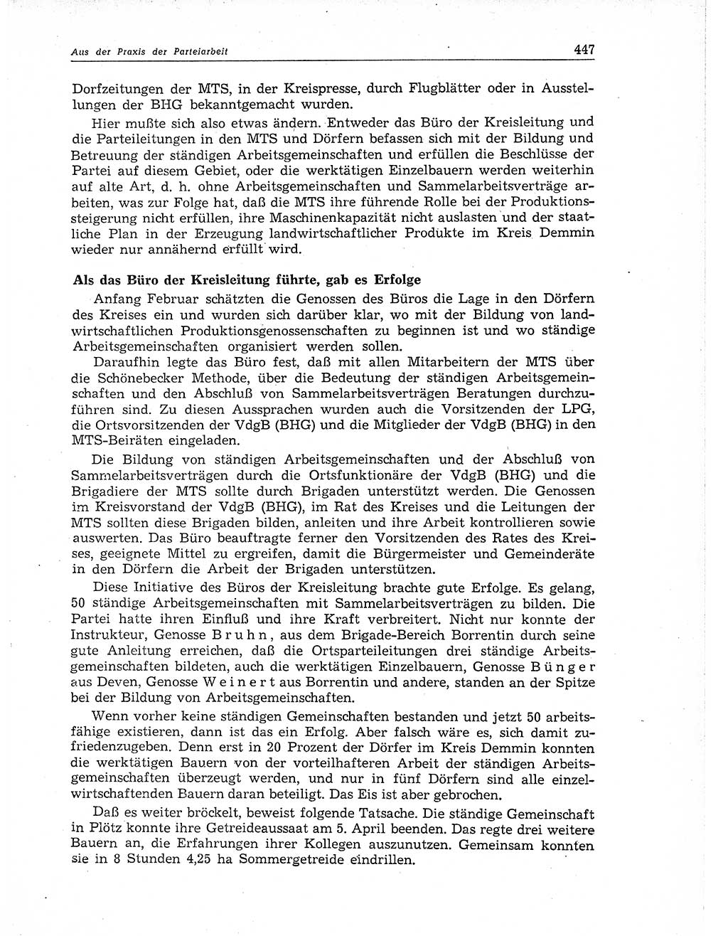 Neuer Weg (NW), Organ des Zentralkomitees (ZK) der SED (Sozialistische Einheitspartei Deutschlands) für Fragen des Parteiaufbaus und des Parteilebens, 11. Jahrgang [Deutsche Demokratische Republik (DDR)] 1956, Seite 447 (NW ZK SED DDR 1956, S. 447)