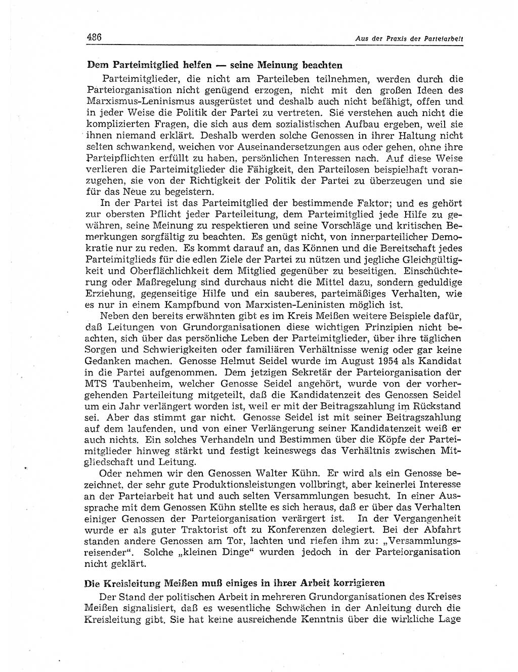 Neuer Weg (NW), Organ des Zentralkomitees (ZK) der SED (Sozialistische Einheitspartei Deutschlands) für Fragen des Parteiaufbaus und des Parteilebens, 11. Jahrgang [Deutsche Demokratische Republik (DDR)] 1956, Seite 486 (NW ZK SED DDR 1956, S. 486)