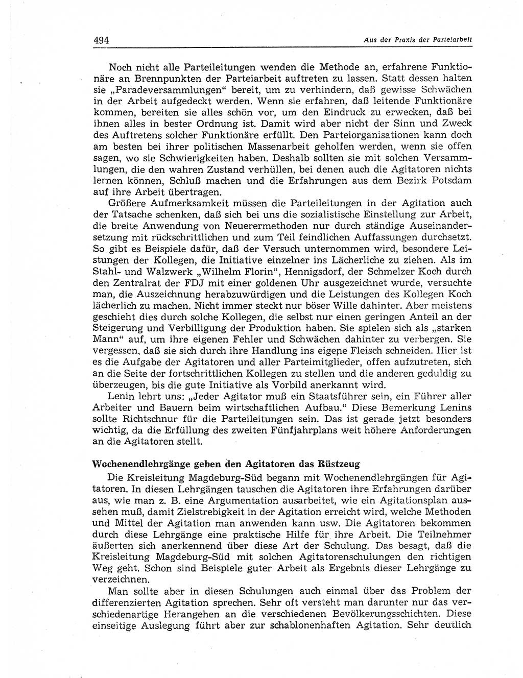 Neuer Weg (NW), Organ des Zentralkomitees (ZK) der SED (Sozialistische Einheitspartei Deutschlands) für Fragen des Parteiaufbaus und des Parteilebens, 11. Jahrgang [Deutsche Demokratische Republik (DDR)] 1956, Seite 494 (NW ZK SED DDR 1956, S. 494)
