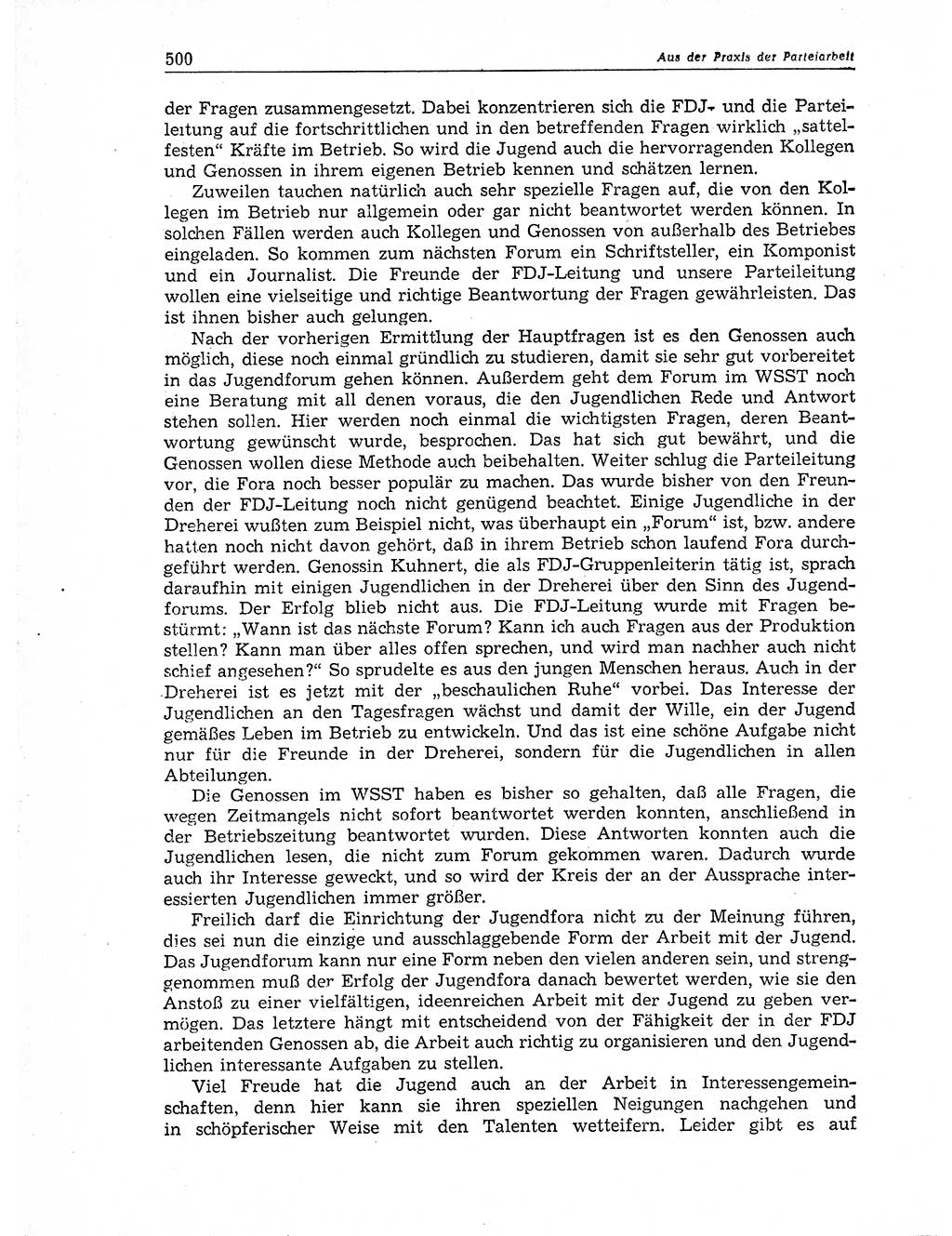 Neuer Weg (NW), Organ des Zentralkomitees (ZK) der SED (Sozialistische Einheitspartei Deutschlands) für Fragen des Parteiaufbaus und des Parteilebens, 11. Jahrgang [Deutsche Demokratische Republik (DDR)] 1956, Seite 500 (NW ZK SED DDR 1956, S. 500)