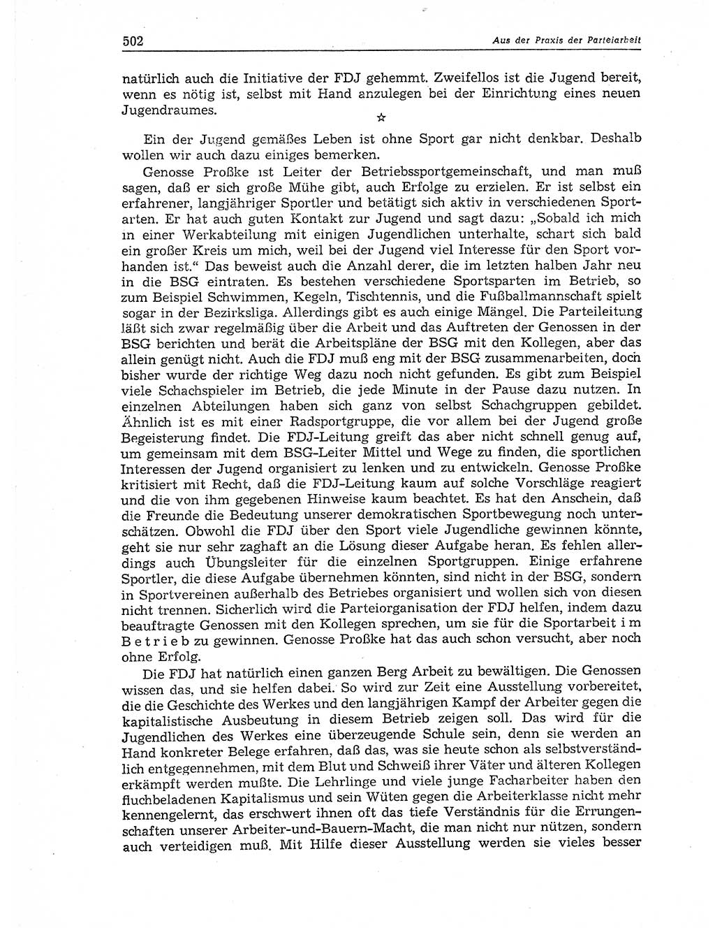 Neuer Weg (NW), Organ des Zentralkomitees (ZK) der SED (Sozialistische Einheitspartei Deutschlands) für Fragen des Parteiaufbaus und des Parteilebens, 11. Jahrgang [Deutsche Demokratische Republik (DDR)] 1956, Seite 502 (NW ZK SED DDR 1956, S. 502)