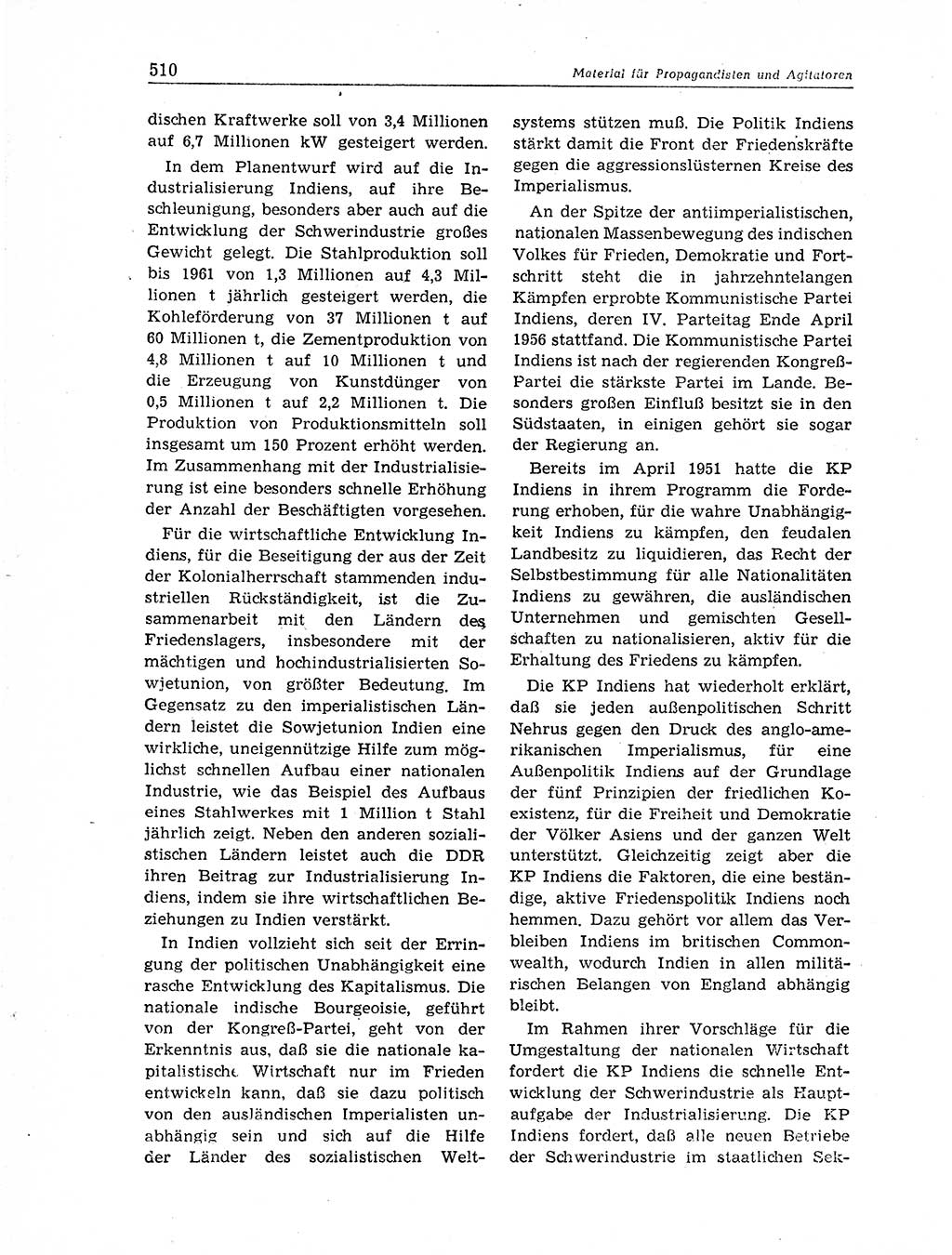 Neuer Weg (NW), Organ des Zentralkomitees (ZK) der SED (Sozialistische Einheitspartei Deutschlands) für Fragen des Parteiaufbaus und des Parteilebens, 11. Jahrgang [Deutsche Demokratische Republik (DDR)] 1956, Seite 510 (NW ZK SED DDR 1956, S. 510)