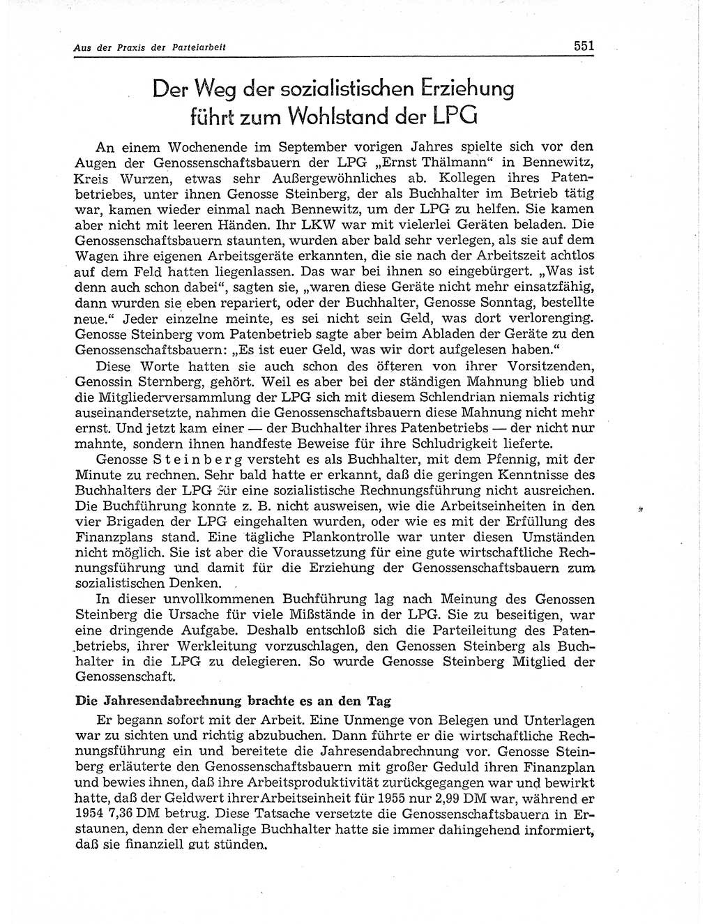 Neuer Weg (NW), Organ des Zentralkomitees (ZK) der SED (Sozialistische Einheitspartei Deutschlands) für Fragen des Parteiaufbaus und des Parteilebens, 11. Jahrgang [Deutsche Demokratische Republik (DDR)] 1956, Seite 551 (NW ZK SED DDR 1956, S. 551)