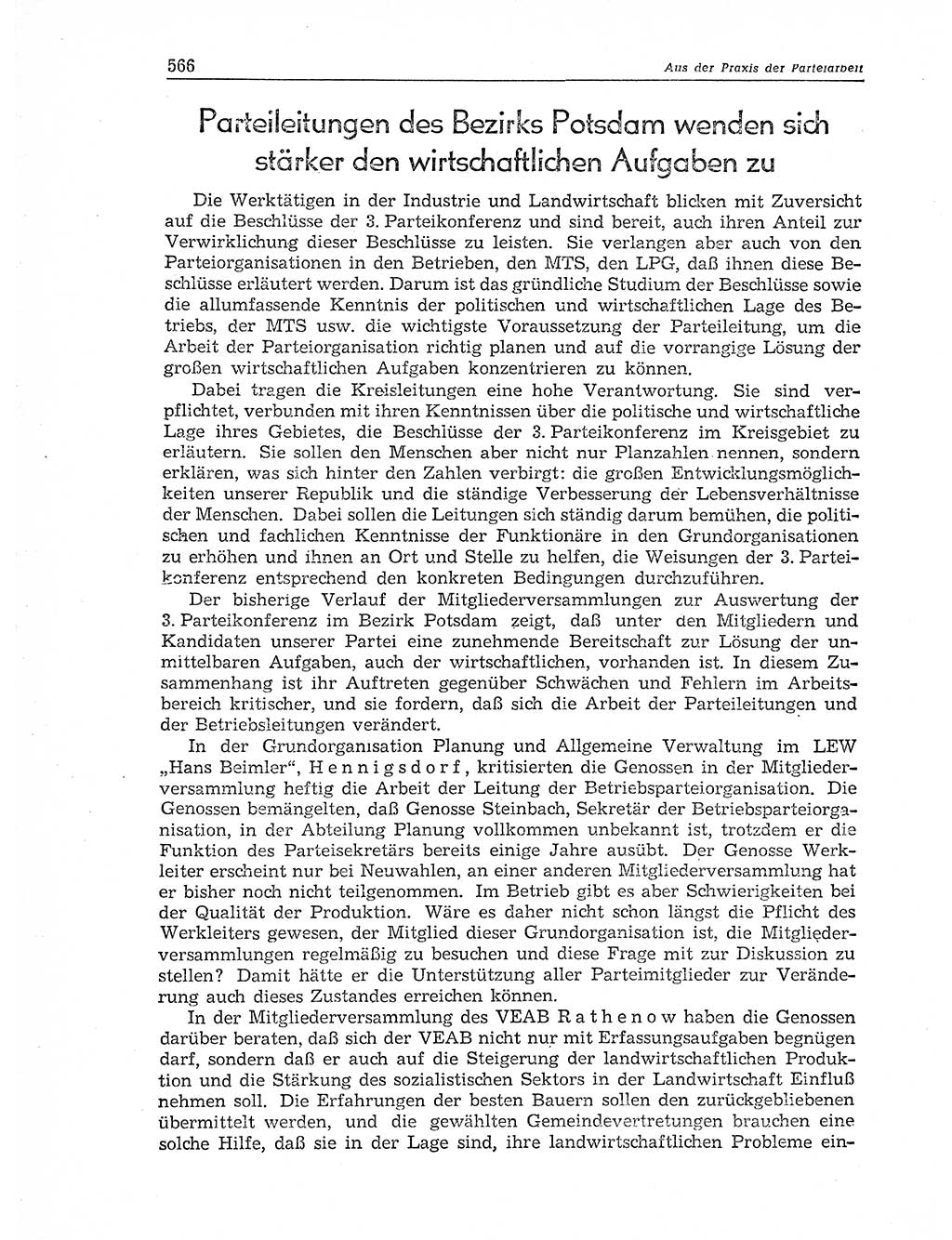 Neuer Weg (NW), Organ des Zentralkomitees (ZK) der SED (Sozialistische Einheitspartei Deutschlands) für Fragen des Parteiaufbaus und des Parteilebens, 11. Jahrgang [Deutsche Demokratische Republik (DDR)] 1956, Seite 566 (NW ZK SED DDR 1956, S. 566)