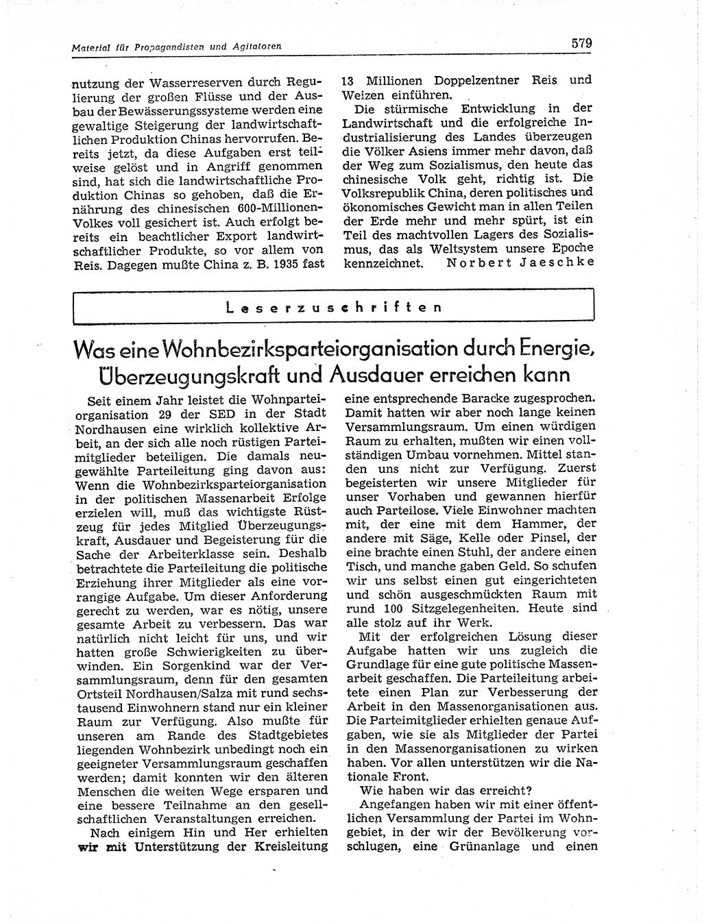 Neuer Weg (NW), Organ des Zentralkomitees (ZK) der SED (Sozialistische Einheitspartei Deutschlands) für Fragen des Parteiaufbaus und des Parteilebens, 11. Jahrgang [Deutsche Demokratische Republik (DDR)] 1956, Seite 579 (NW ZK SED DDR 1956, S. 579)