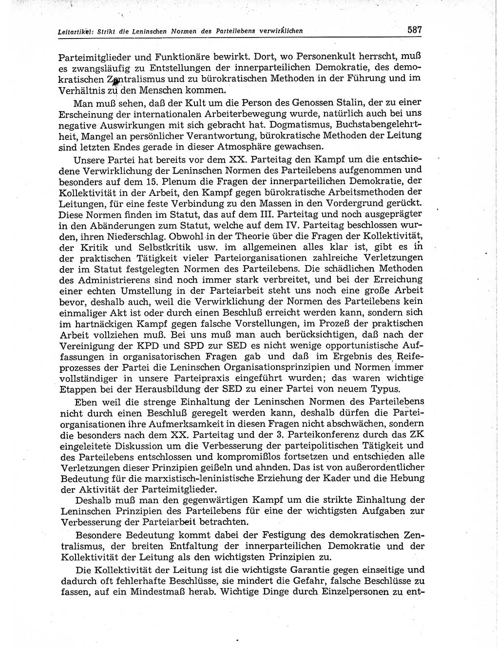 Neuer Weg (NW), Organ des Zentralkomitees (ZK) der SED (Sozialistische Einheitspartei Deutschlands) für Fragen des Parteiaufbaus und des Parteilebens, 11. Jahrgang [Deutsche Demokratische Republik (DDR)] 1956, Seite 587 (NW ZK SED DDR 1956, S. 587)