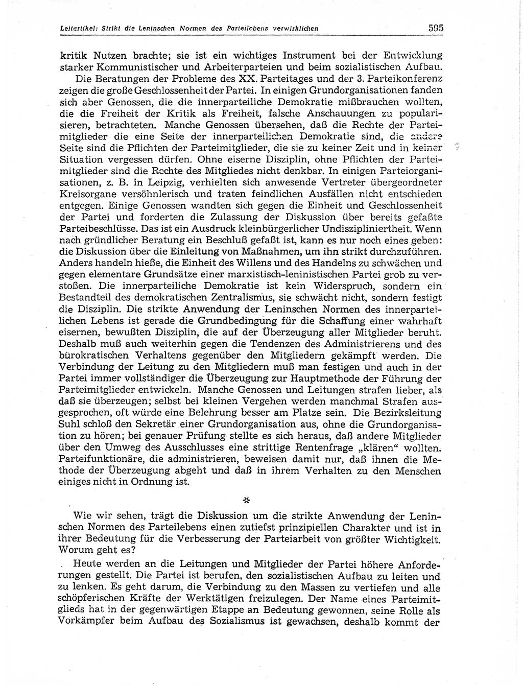 Neuer Weg (NW), Organ des Zentralkomitees (ZK) der SED (Sozialistische Einheitspartei Deutschlands) für Fragen des Parteiaufbaus und des Parteilebens, 11. Jahrgang [Deutsche Demokratische Republik (DDR)] 1956, Seite 595 (NW ZK SED DDR 1956, S. 595)