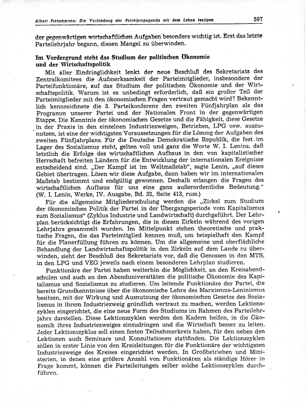 Neuer Weg (NW), Organ des Zentralkomitees (ZK) der SED (Sozialistische Einheitspartei Deutschlands) für Fragen des Parteiaufbaus und des Parteilebens, 11. Jahrgang [Deutsche Demokratische Republik (DDR)] 1956, Seite 597 (NW ZK SED DDR 1956, S. 597)