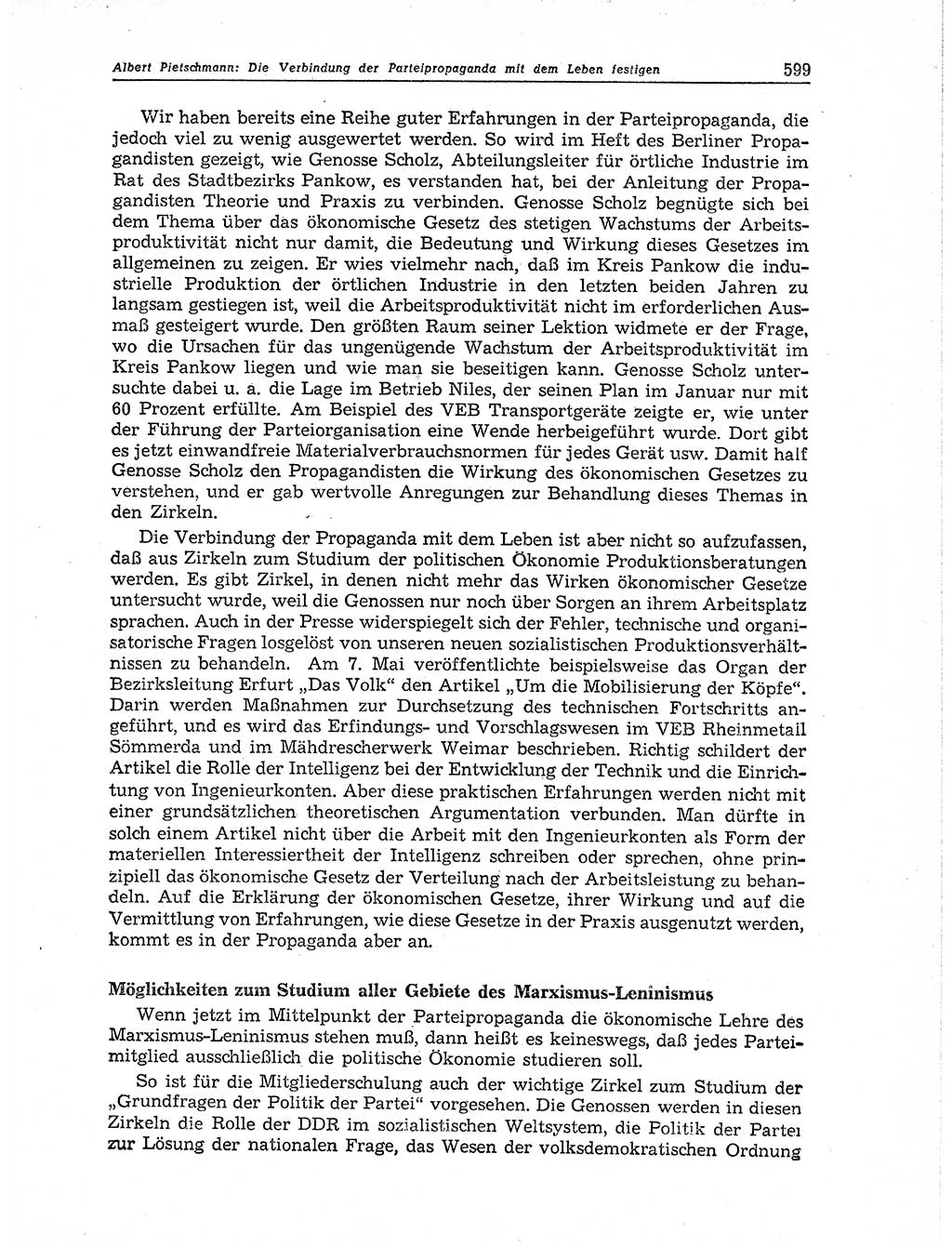 Neuer Weg (NW), Organ des Zentralkomitees (ZK) der SED (Sozialistische Einheitspartei Deutschlands) für Fragen des Parteiaufbaus und des Parteilebens, 11. Jahrgang [Deutsche Demokratische Republik (DDR)] 1956, Seite 599 (NW ZK SED DDR 1956, S. 599)